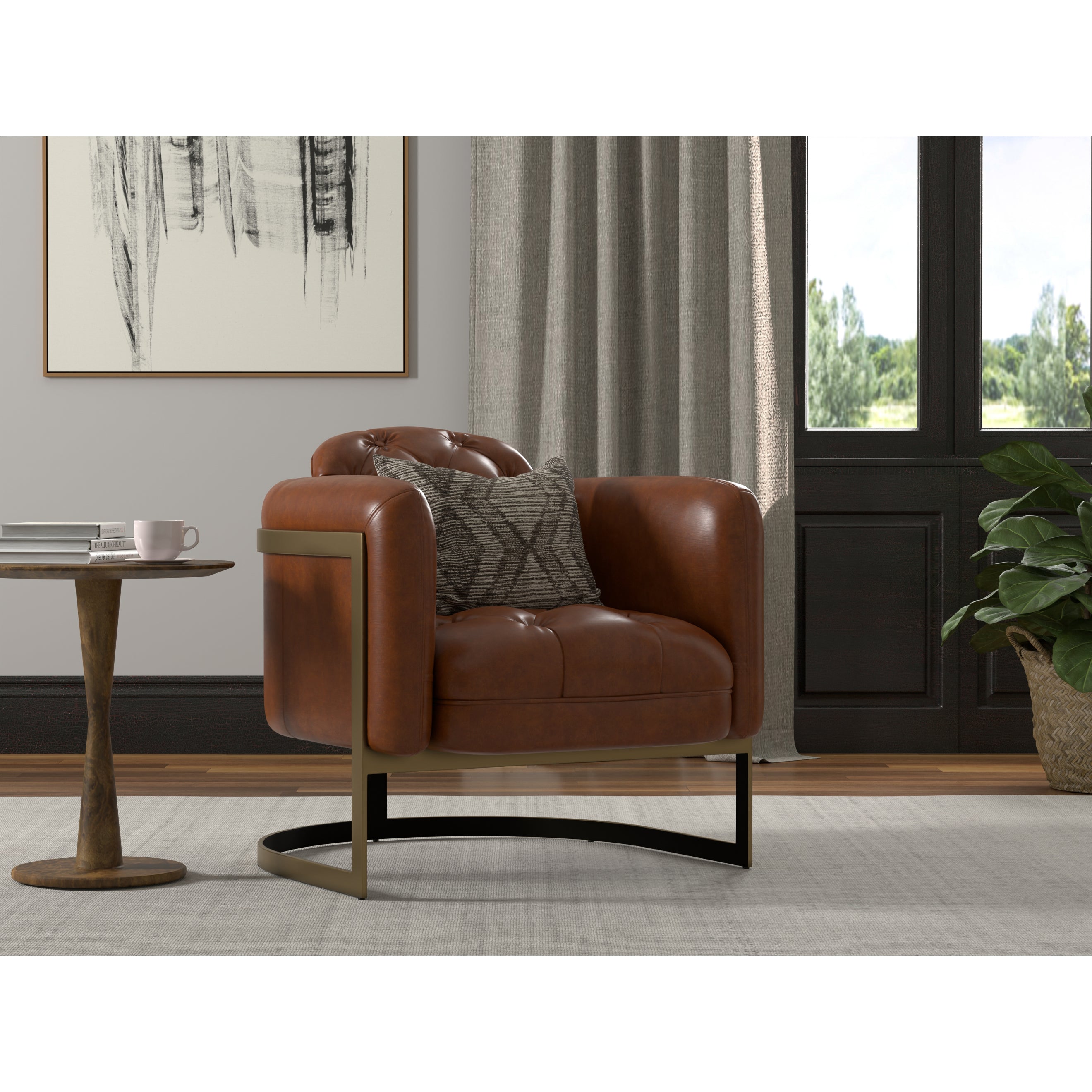 Finn Leather Club Chair - Havana Brown