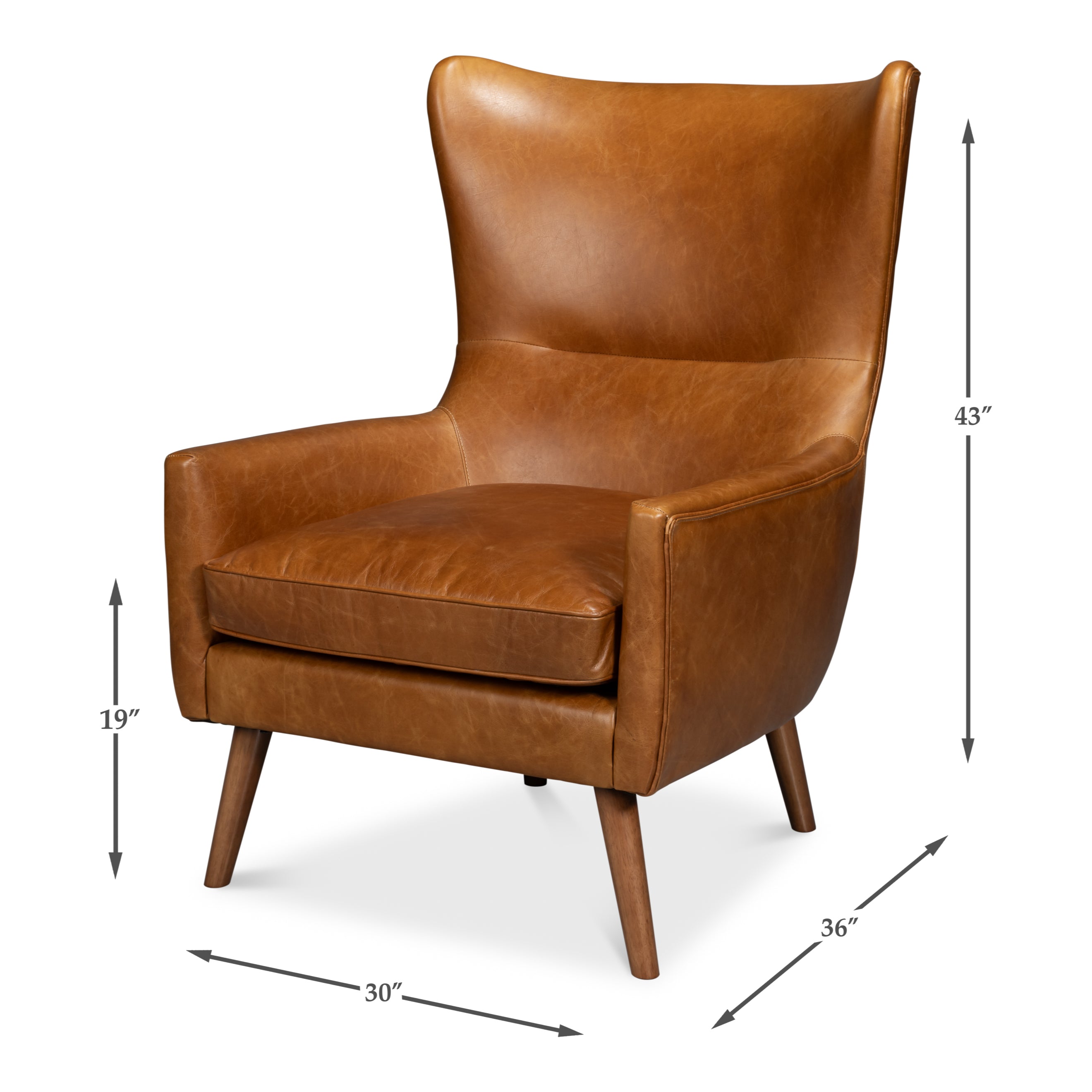Patron Highback Leather Chair - Brown