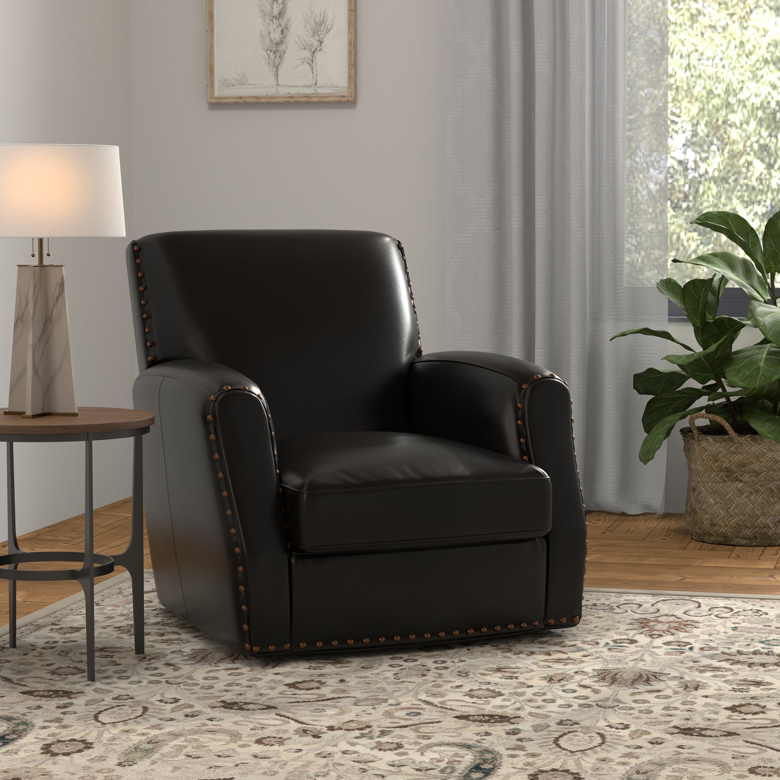 Taft Leather Swivel Chair