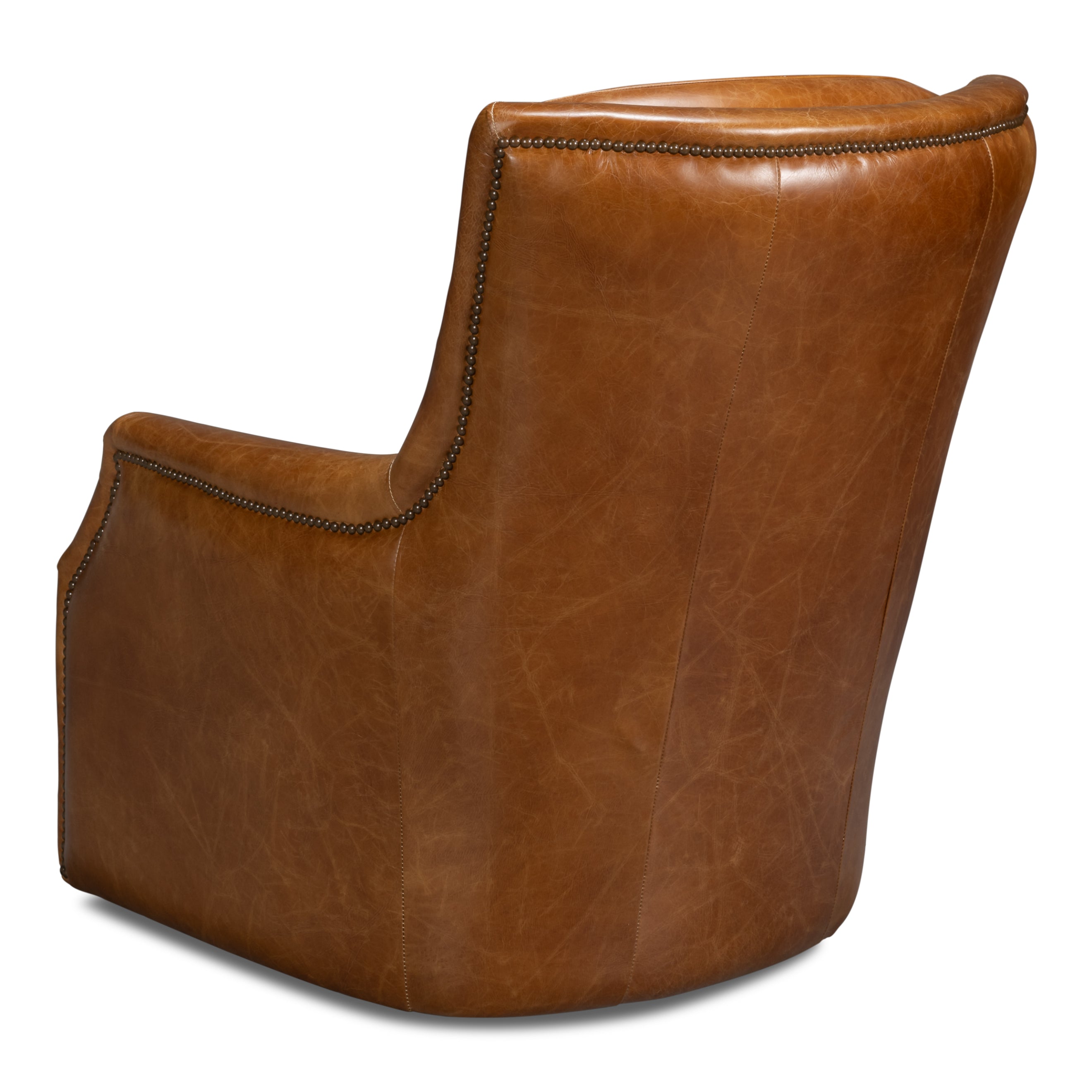 Baker Leather Swivel Chair