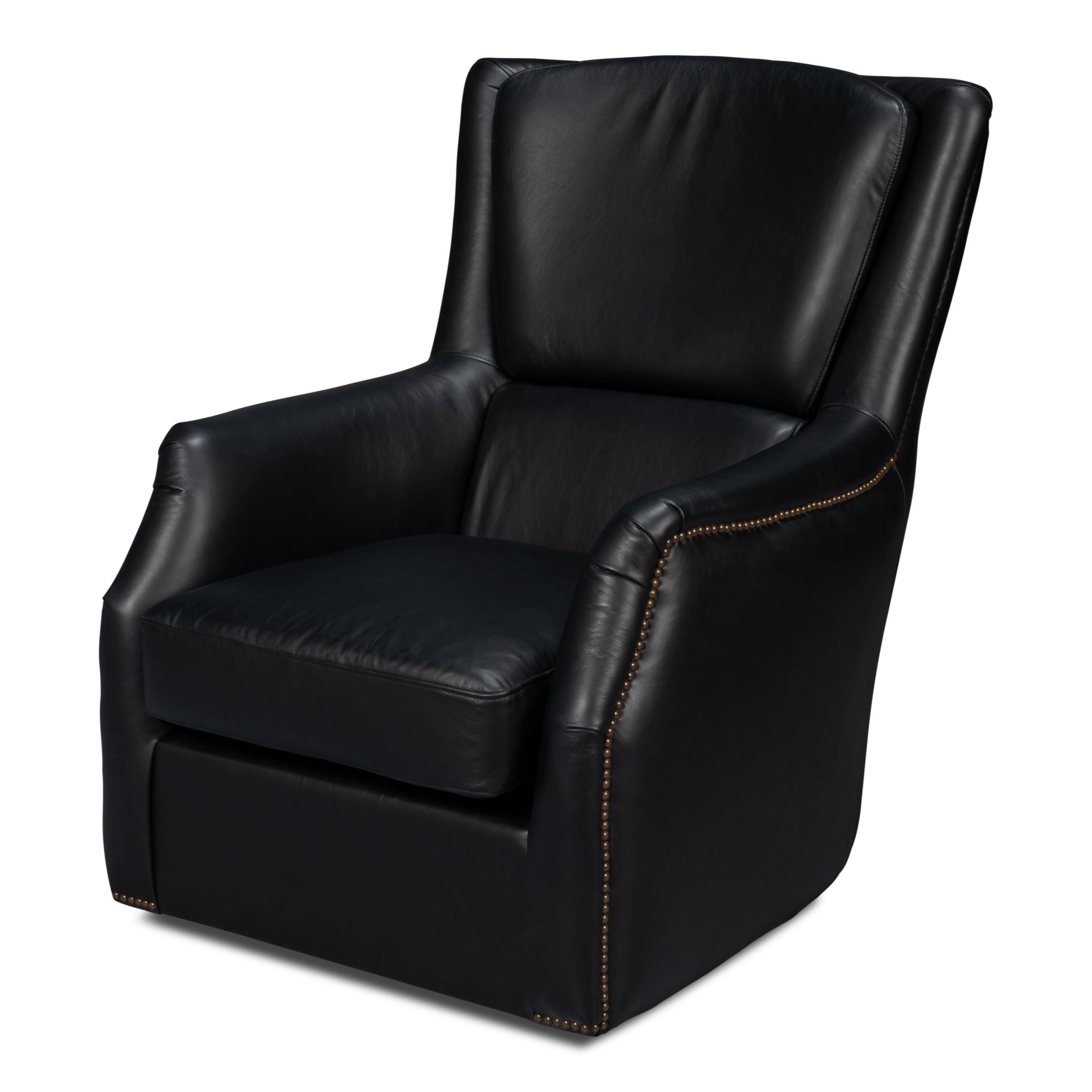 Baker Leather Swivel Chair