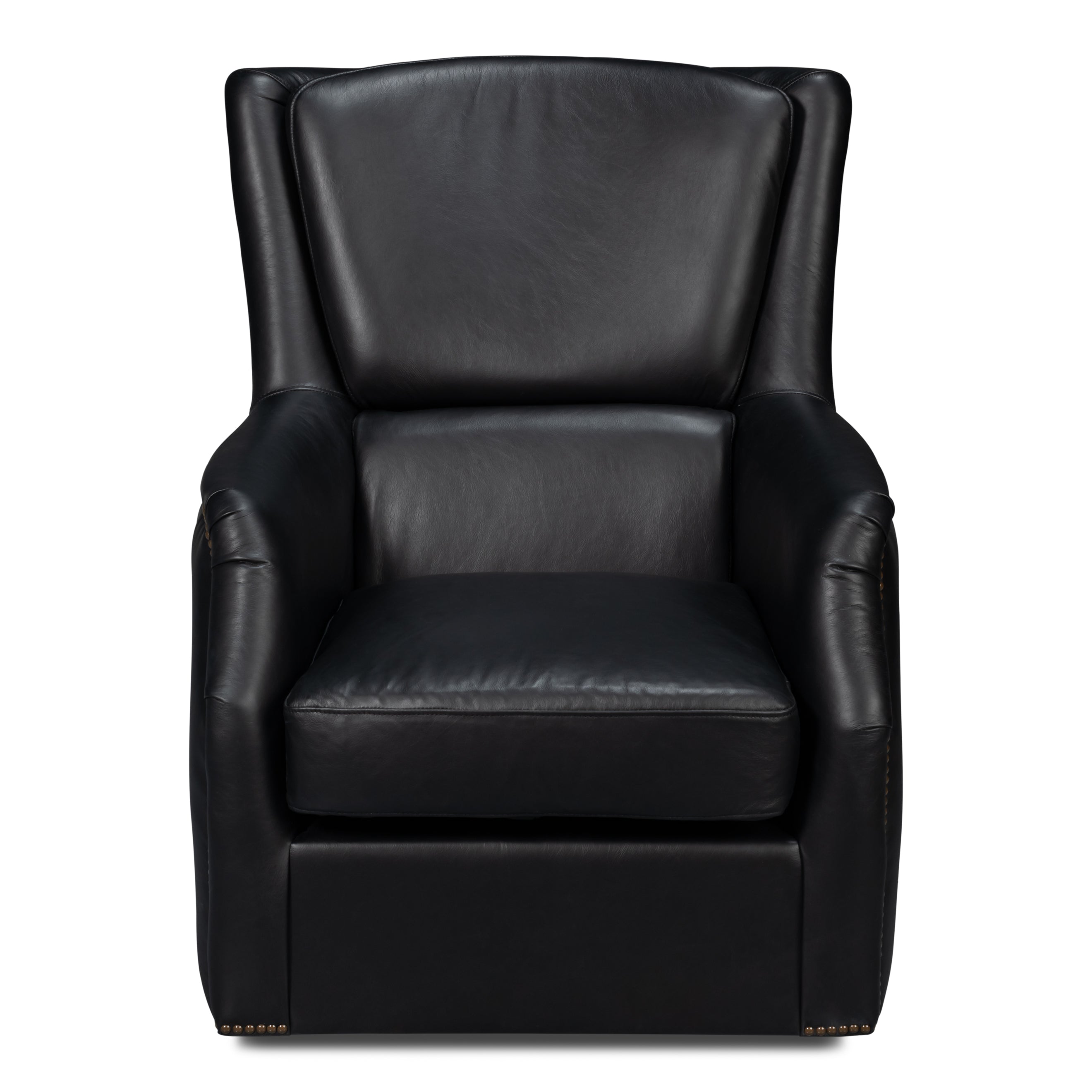 Baker Leather Swivel Chair