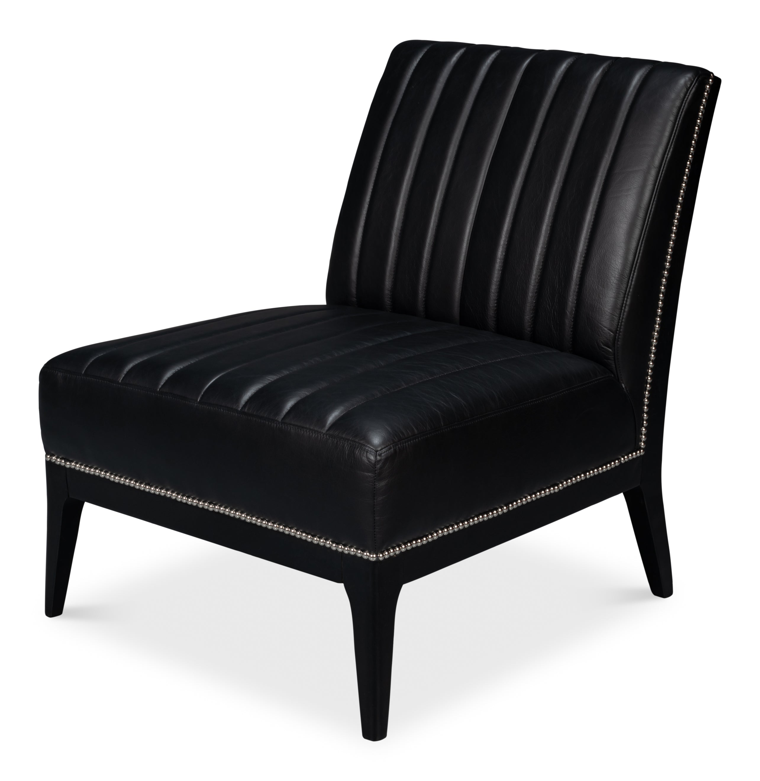Agave Black Leather Slipper Chair