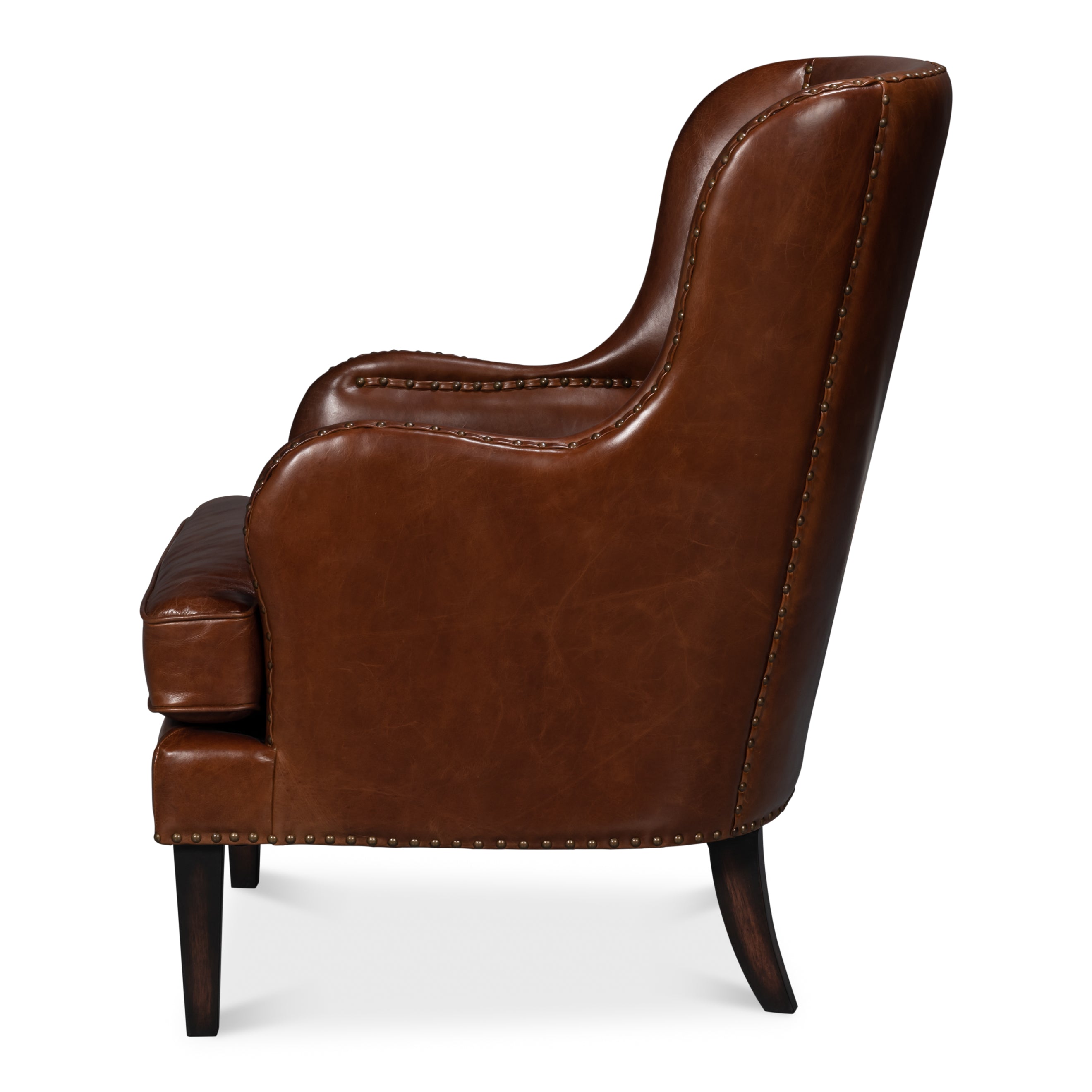 Whitney Distilled Leather Chair - Brown