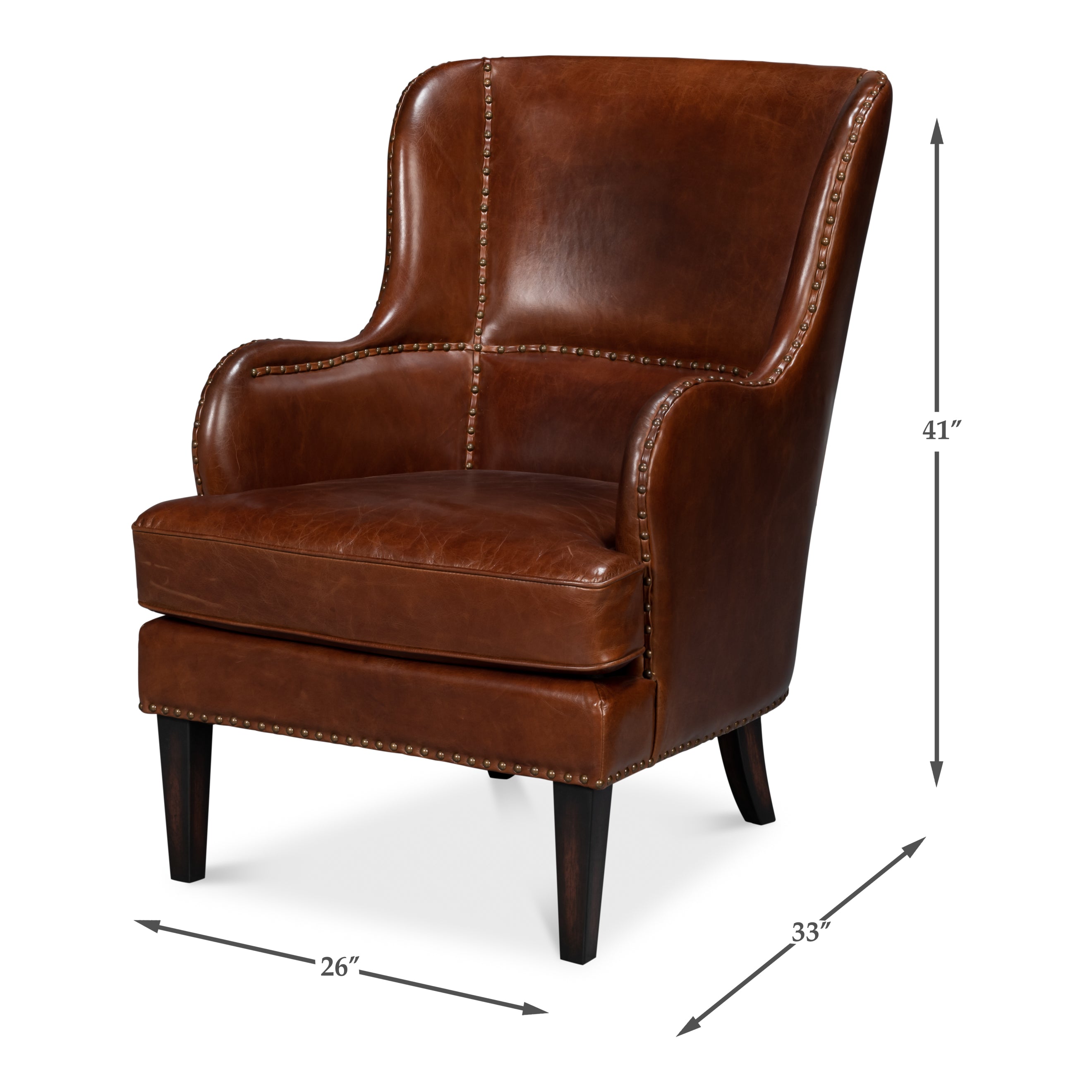 Whitney Distilled Leather Chair - Brown