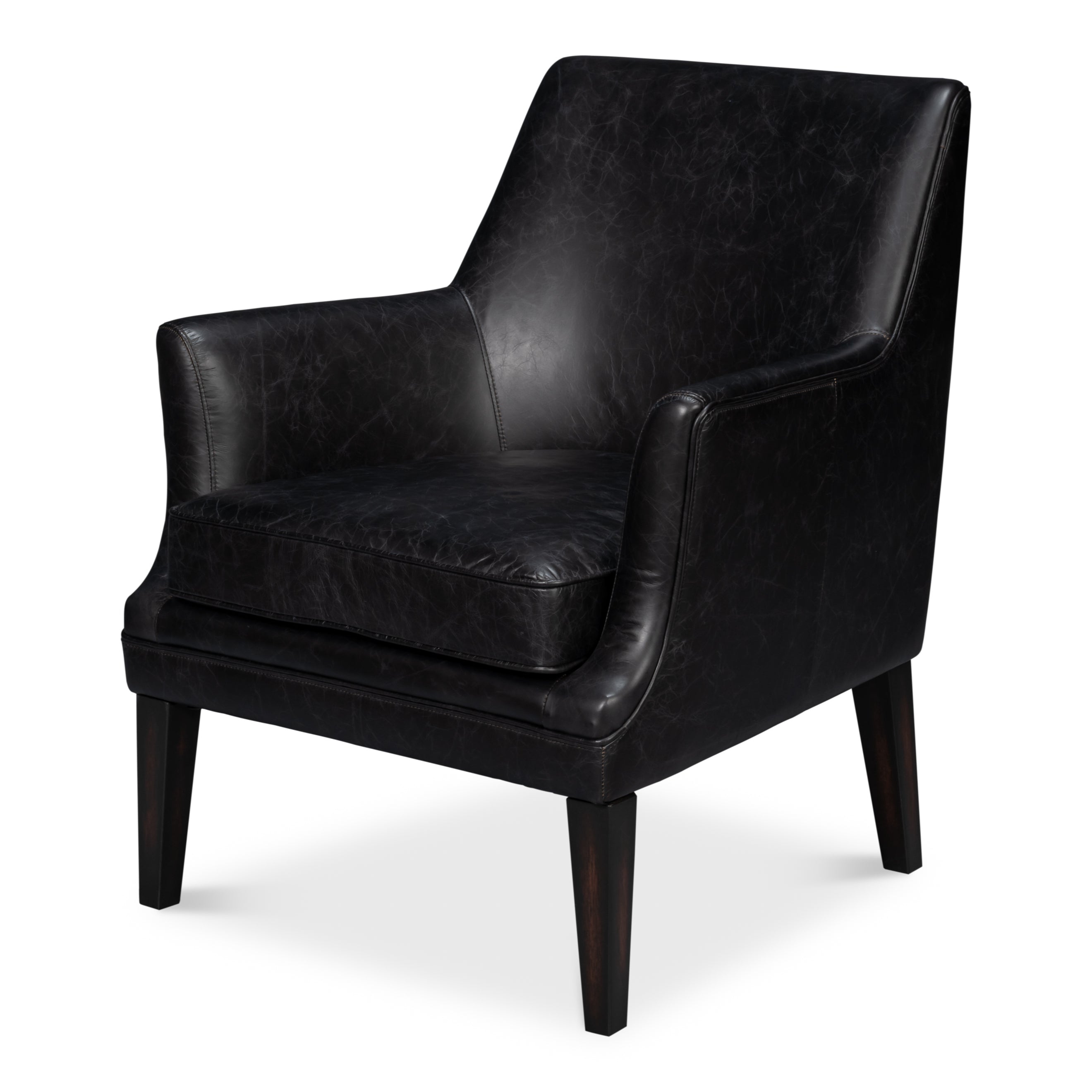 Royalton Distilled Leather Chair - Black