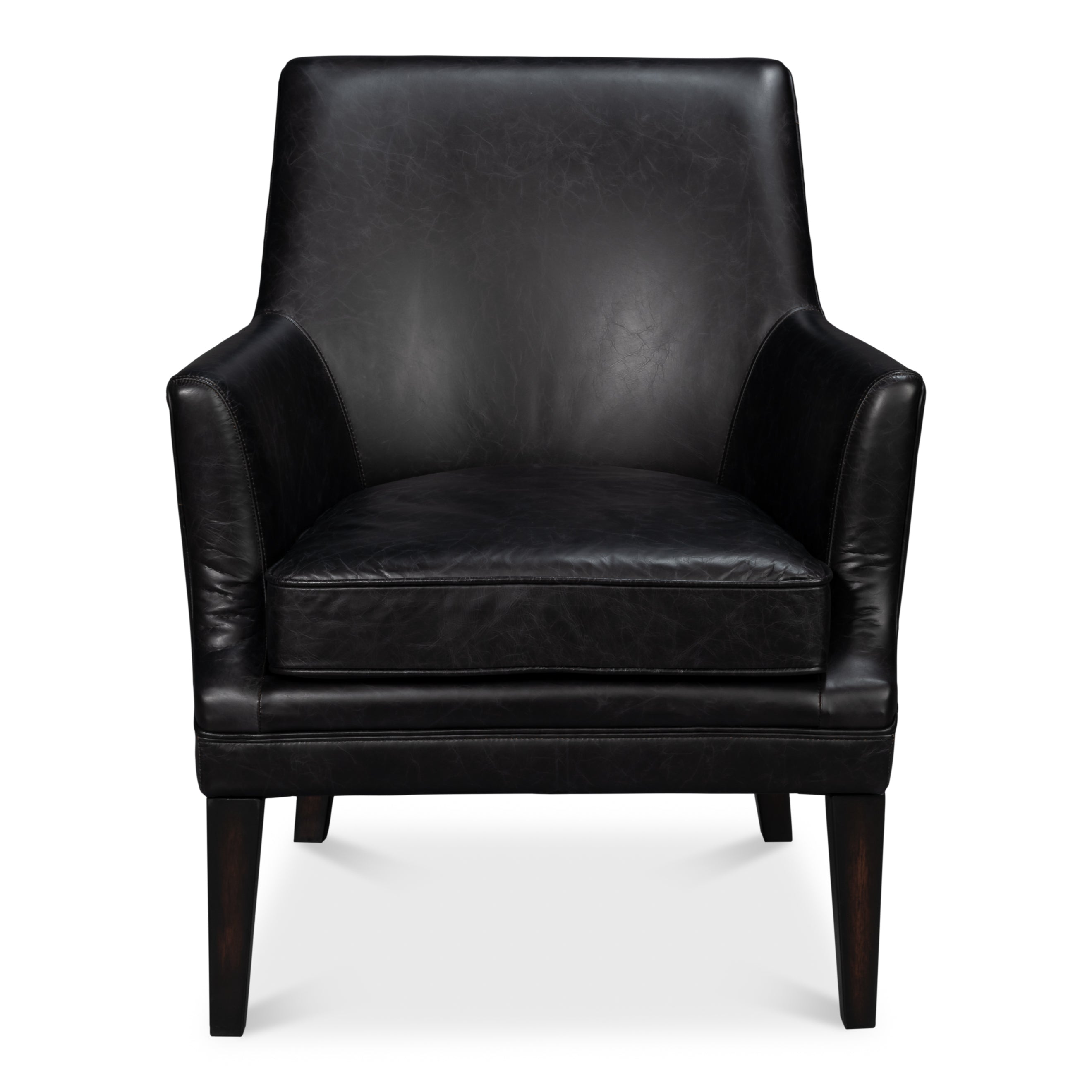 Royalton Distilled Leather Chair - Black