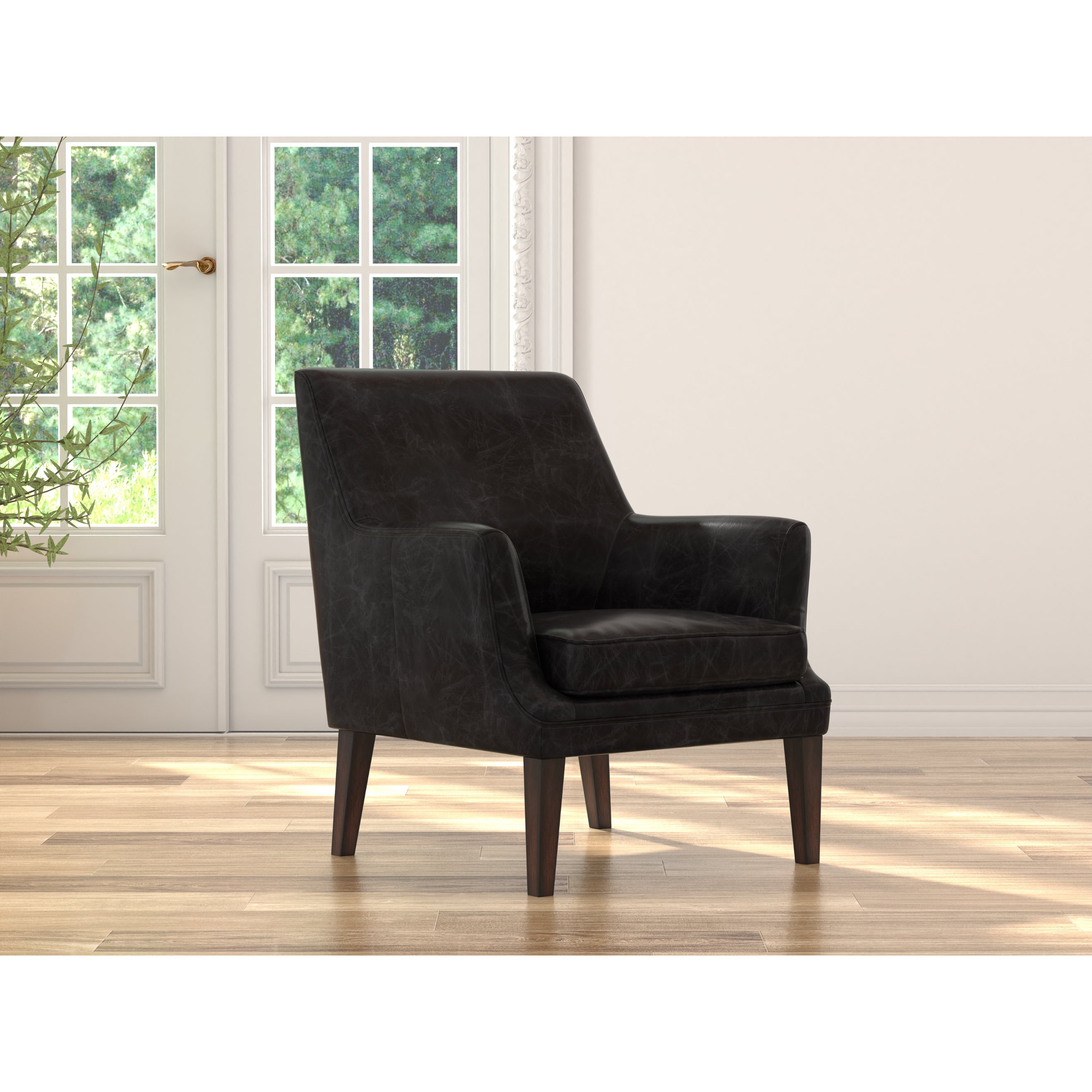 Royalton Distilled Leather Chair - Black