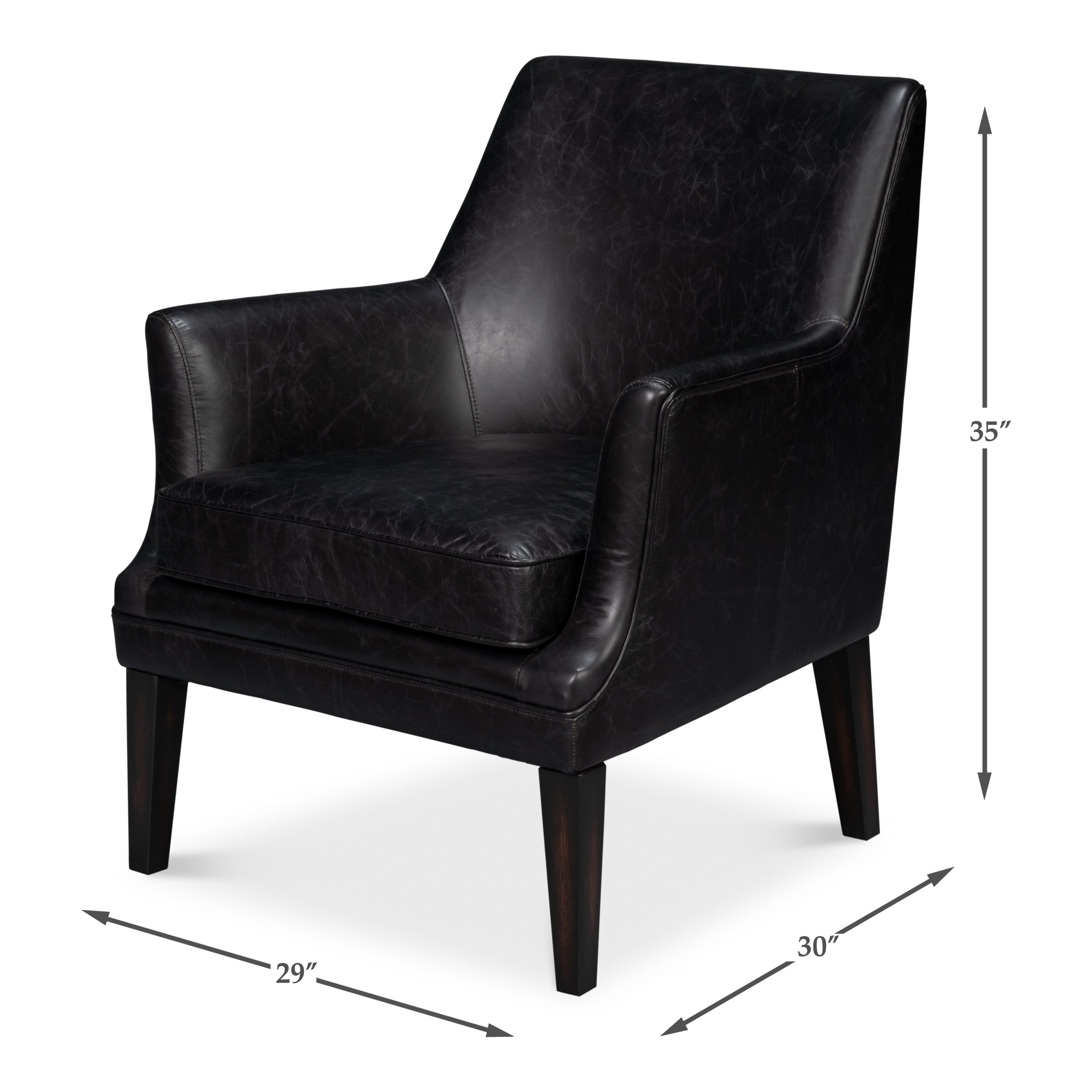 Royalton Distilled Leather Chair - Black