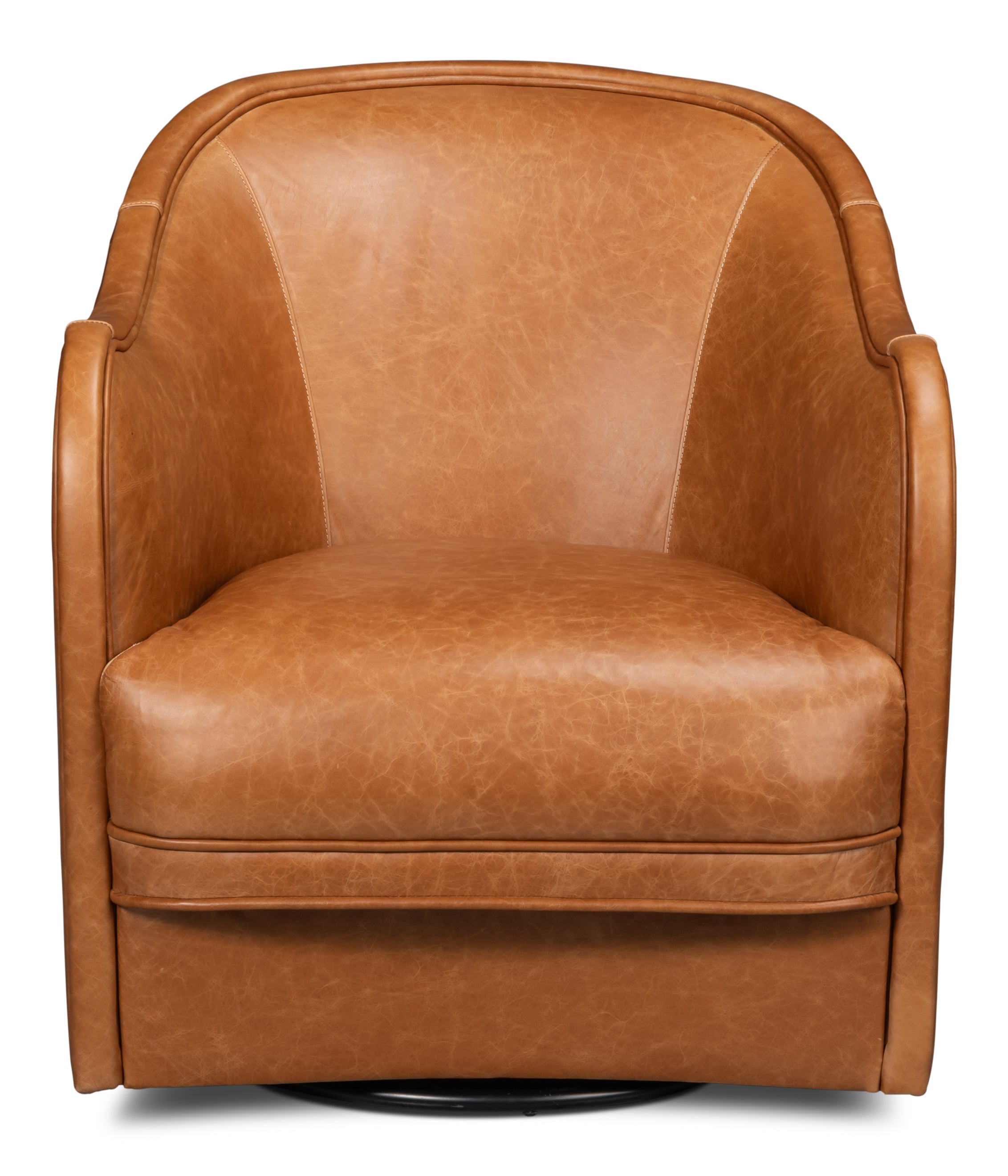 Braxton Leather Swivel Chair - Brown