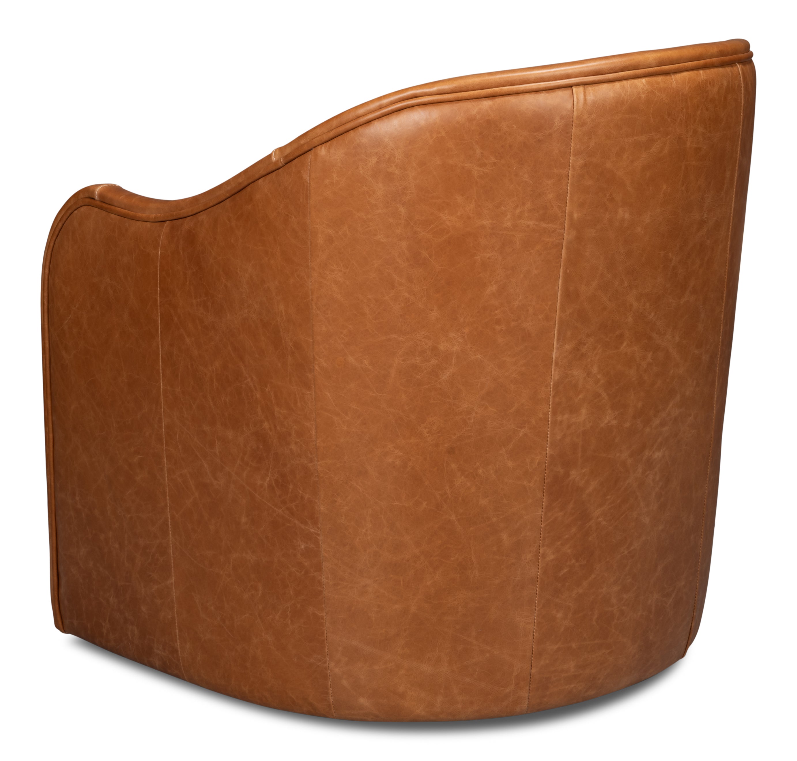 Braxton Leather Swivel Chair - Brown