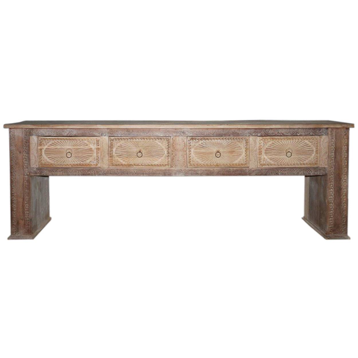 Qena Reclaimed Wood 4 Drawer Console Table - Butterwood Blend