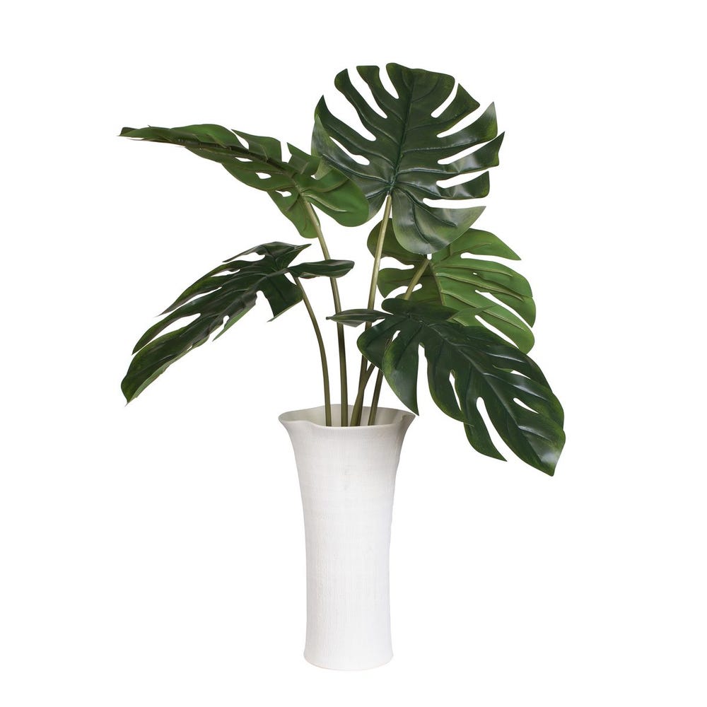 Uttermost Muse Monstera White Vase Centerpiece