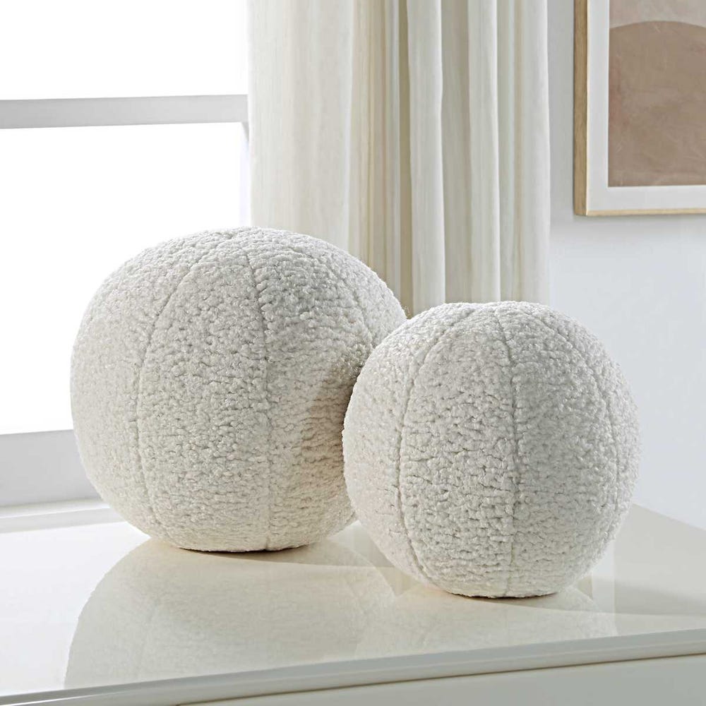 Capra Ball Sheepskin Pillows - Set of 2 by Uttermost