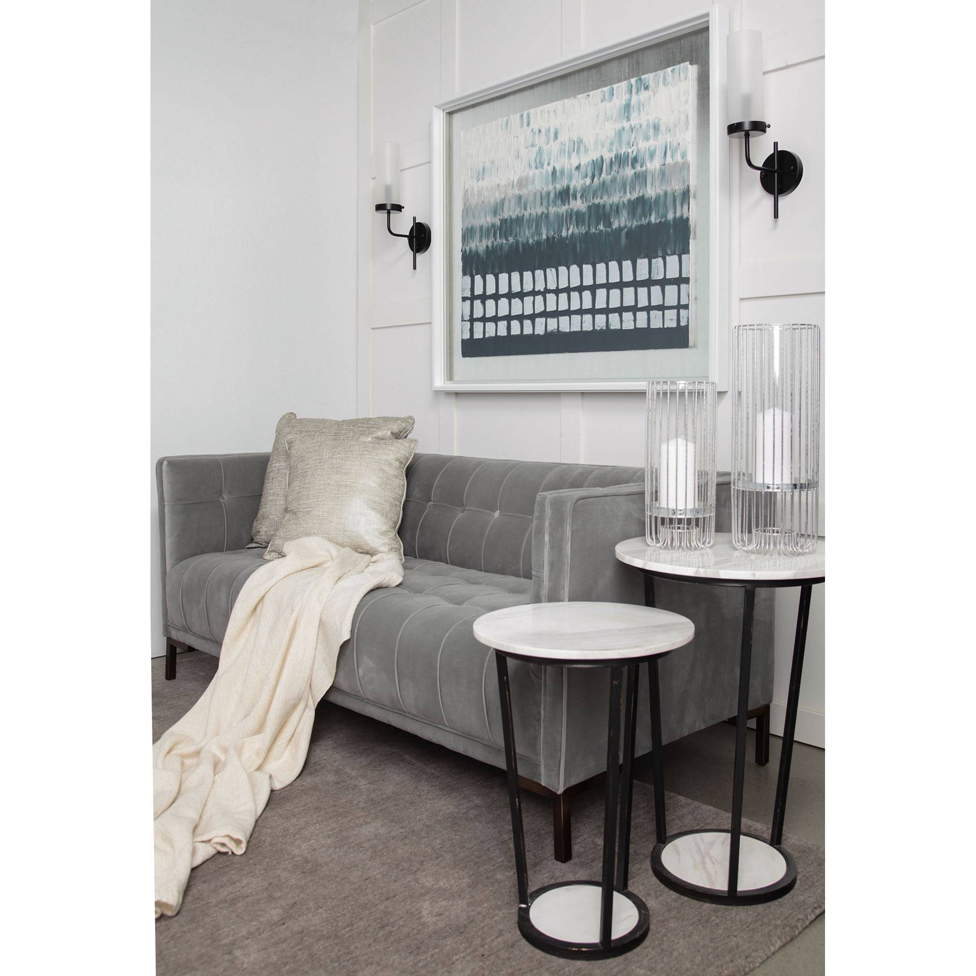 Bougeoir I I Gray Metal Cylindrical Glass Shade Wall Sconce