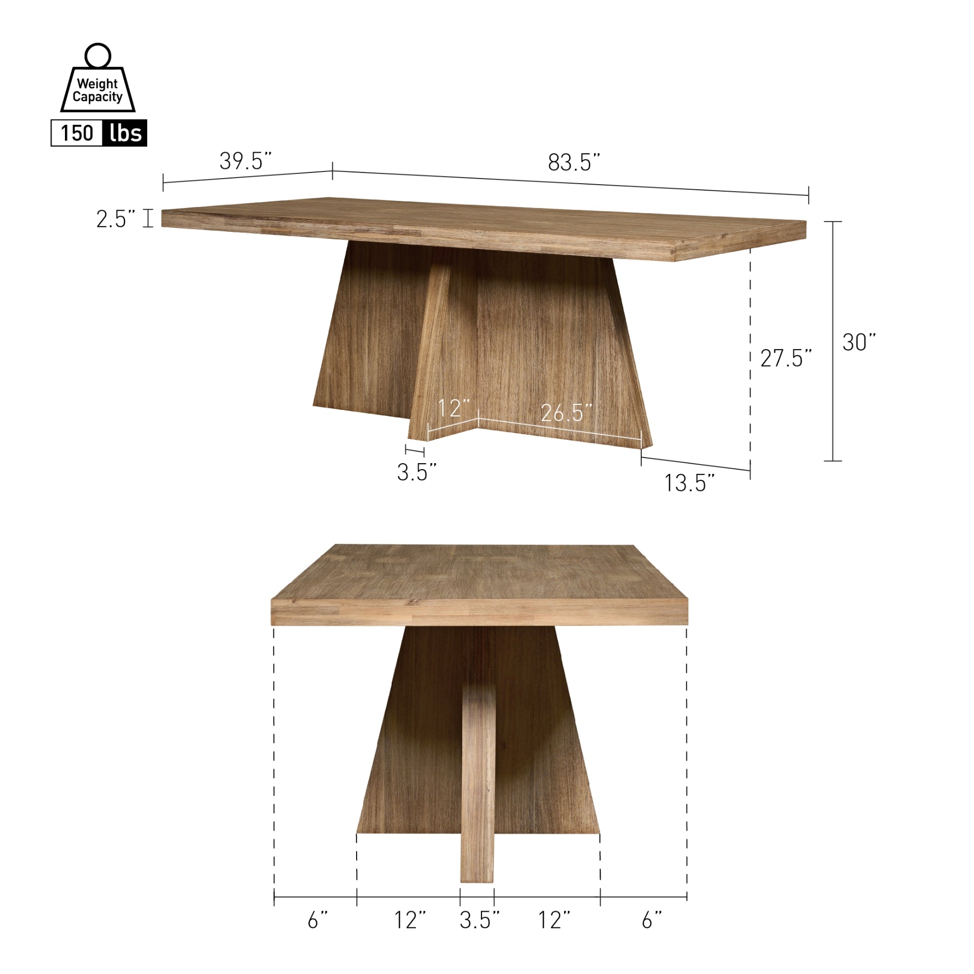 Zerano 84" Cross Legs Dining Table - Brushed Smoke