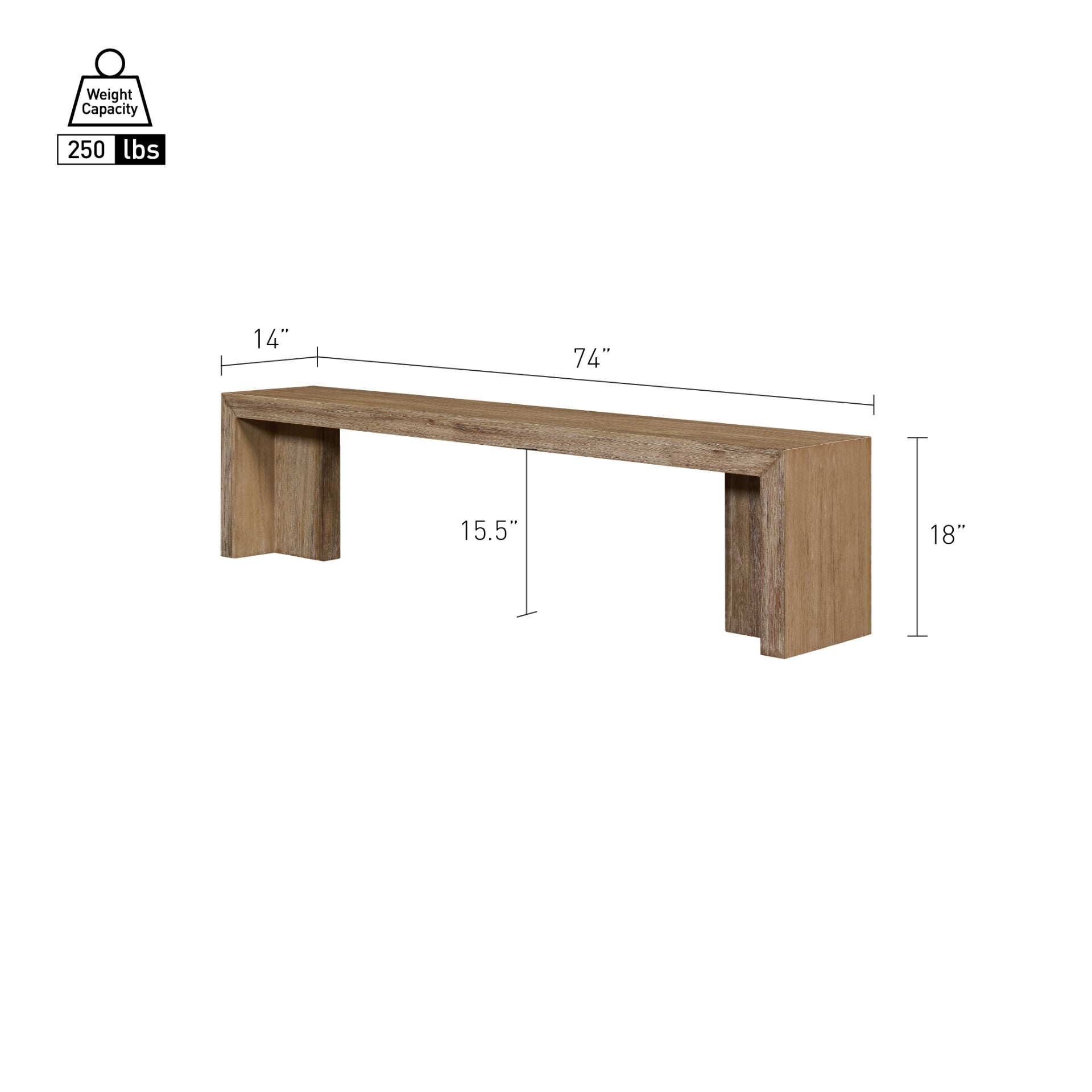Zerano 74" Dining Bench - Brushed Smoke