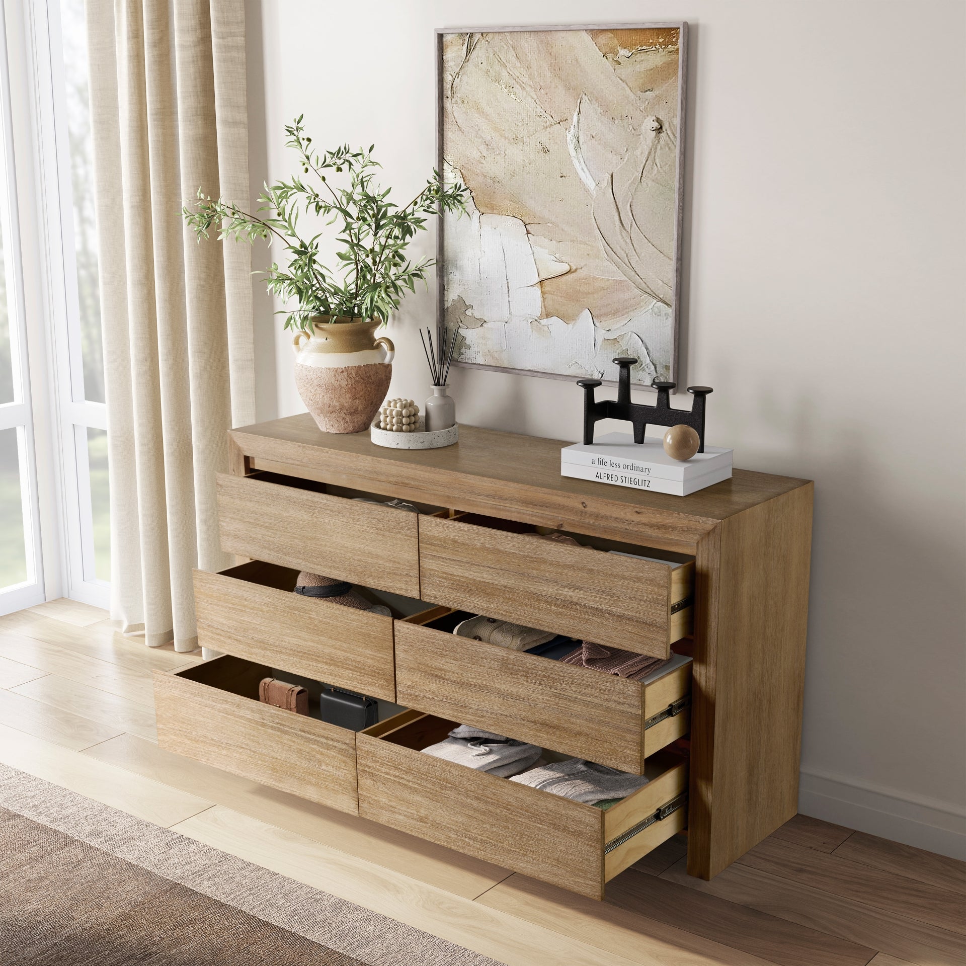 Zerano 6 Drawers Dresser - Brushed Smoke