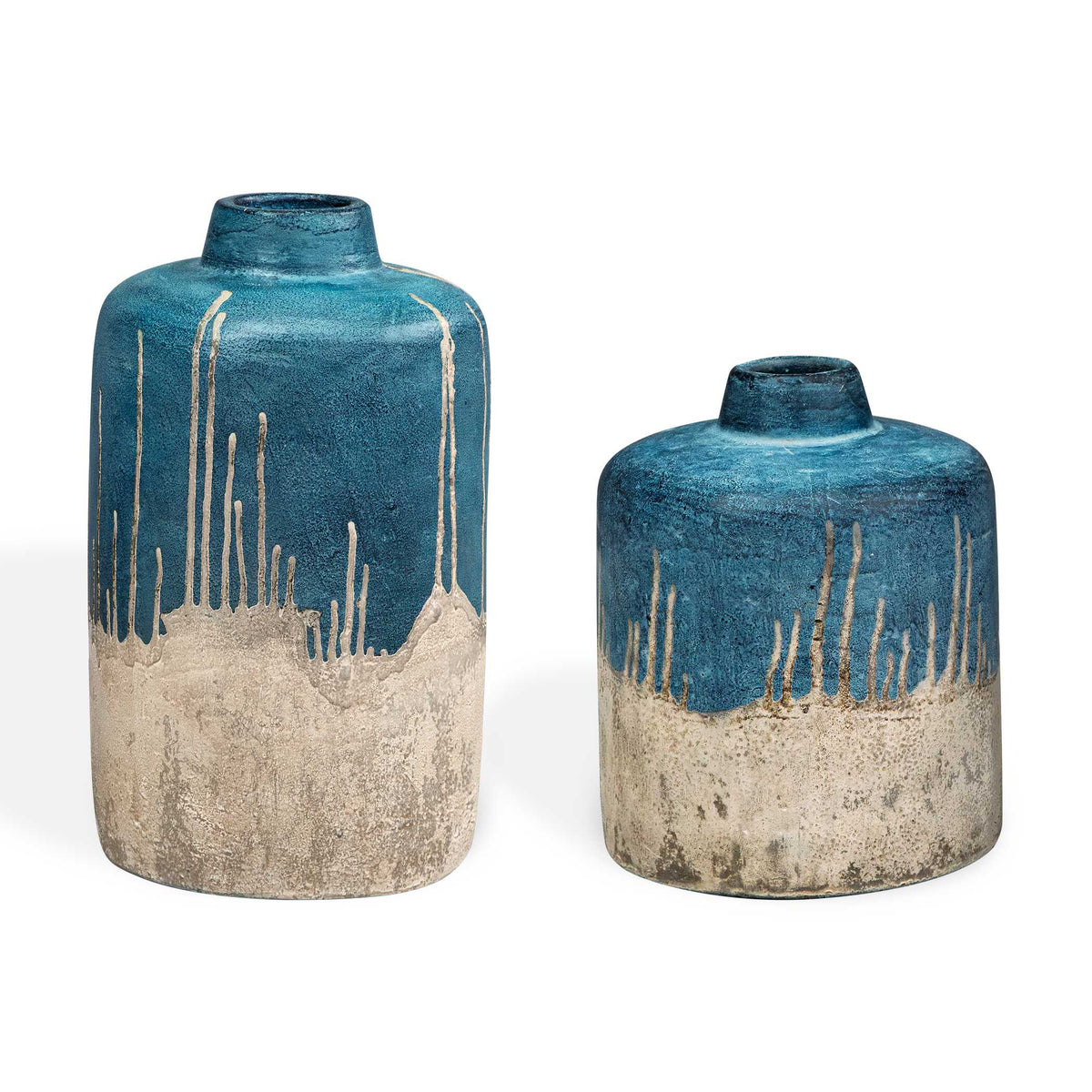 Uttermost Coastal Cascade Indoor-Outdoor Blue Vases - Set of 2 by Uttermost