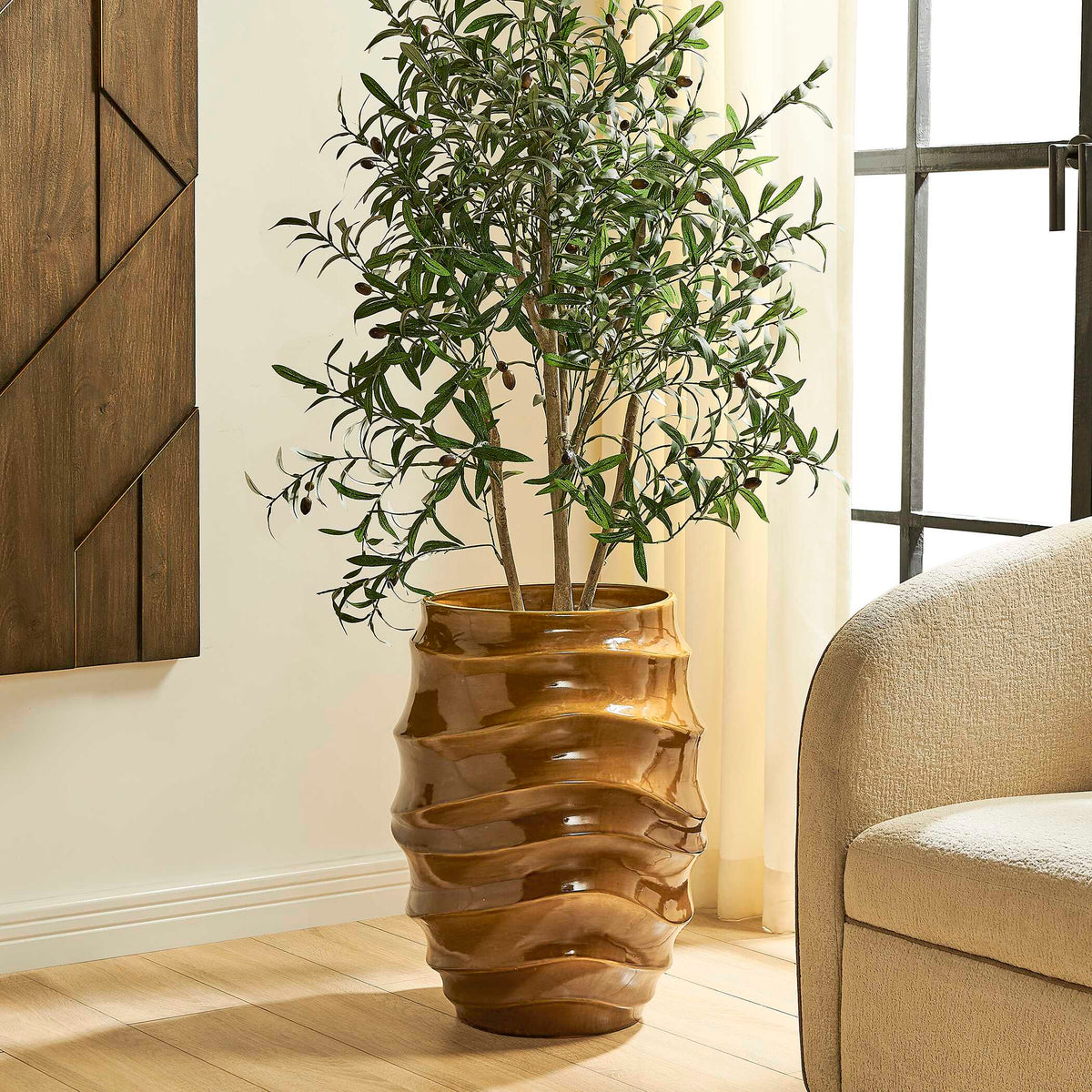Uttermost Canyon Wave Indoor-Outdoor Earthy Planter by Uttermost