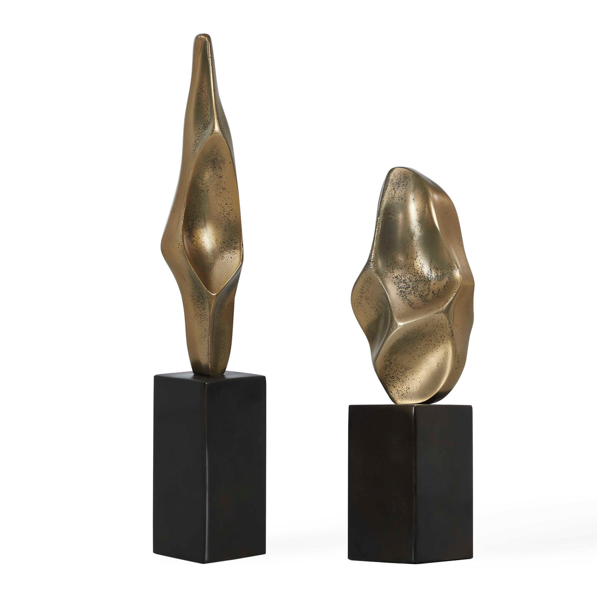Uttermost Fluid Geometry Gold Sculptures - Set of 2 by Uttermost