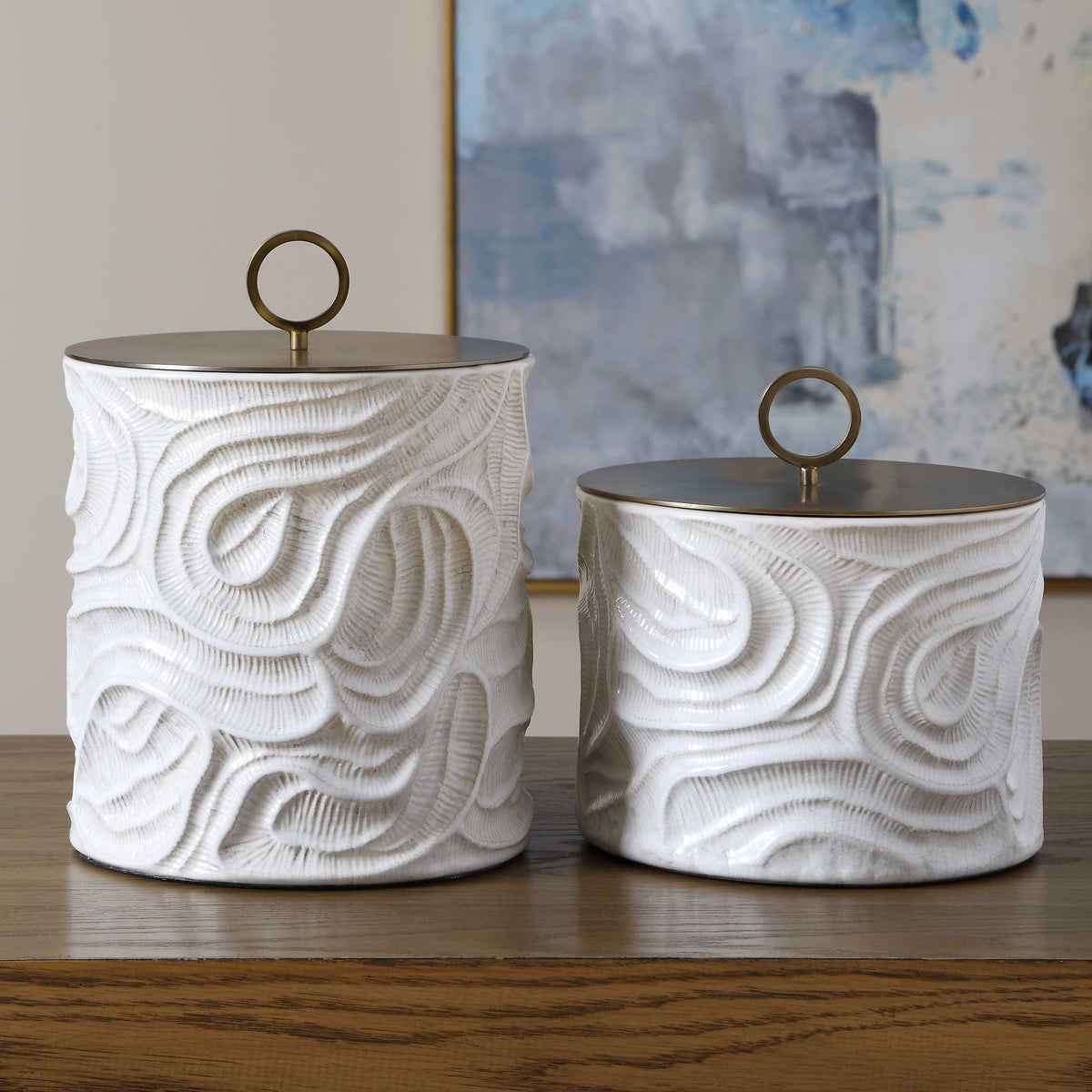 Uttermost Ivory Tide Indoor-Outdoor Canisters - Set of 2 by Uttermost