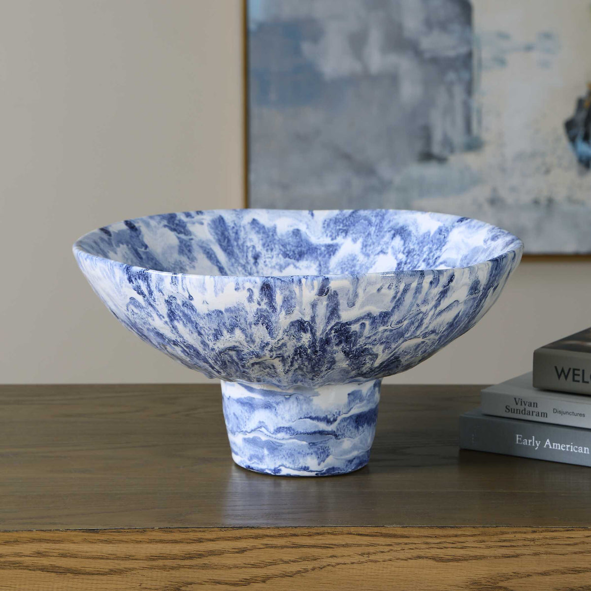 Uttermost Indigo Marble Pedestal Bowl by Uttermost