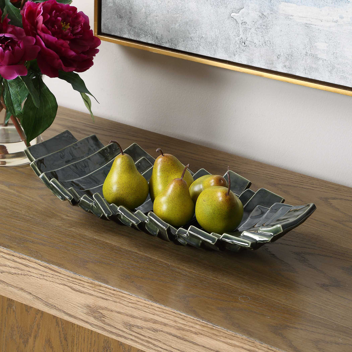 Uttermost Harbor Ridge Olive Green Bowl by Uttermost
