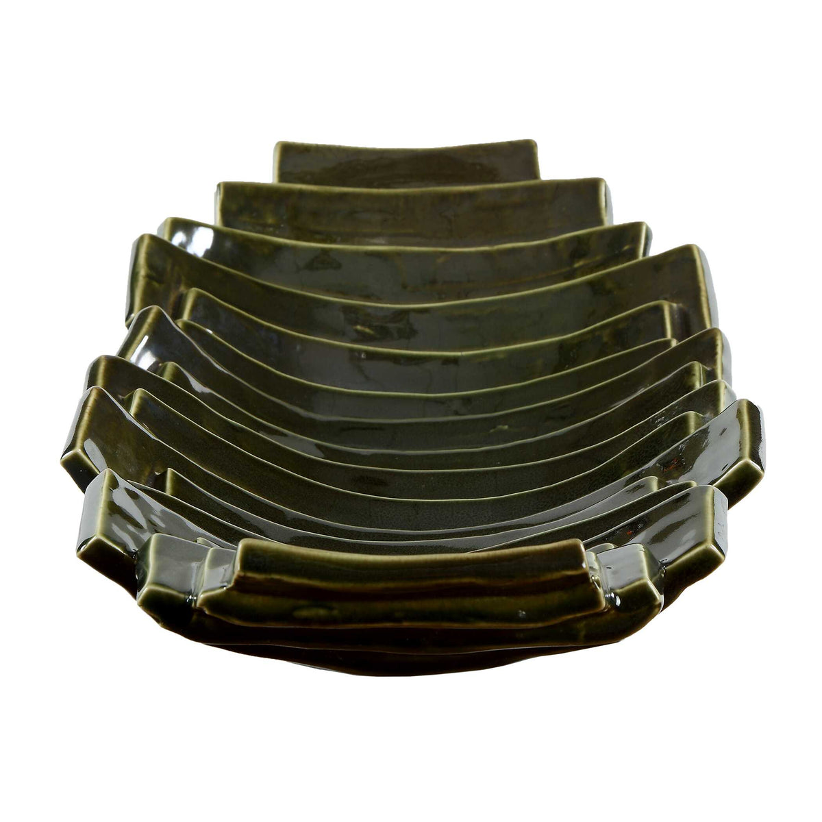 Uttermost Harbor Ridge Olive Green Bowl by Uttermost
