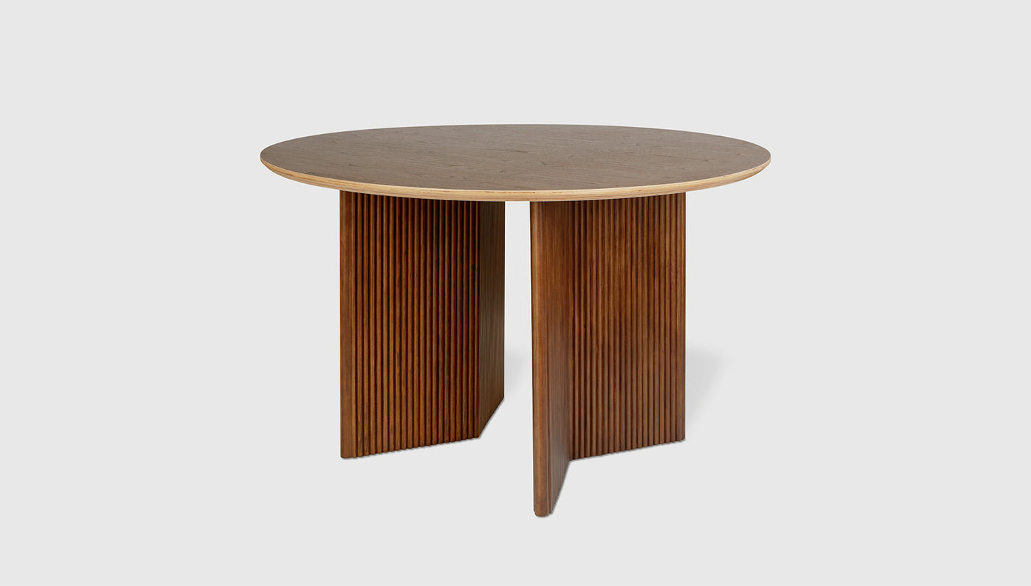 Atwell Dining Table-Round Natural WalnutDining Table Gus*  Natural Walnut   Four Hands, Mid Century Modern Furniture, Old Bones Furniture Company, Old Bones Co, Modern Mid Century, Designer Furniture, https://www.oldbonesco.com/