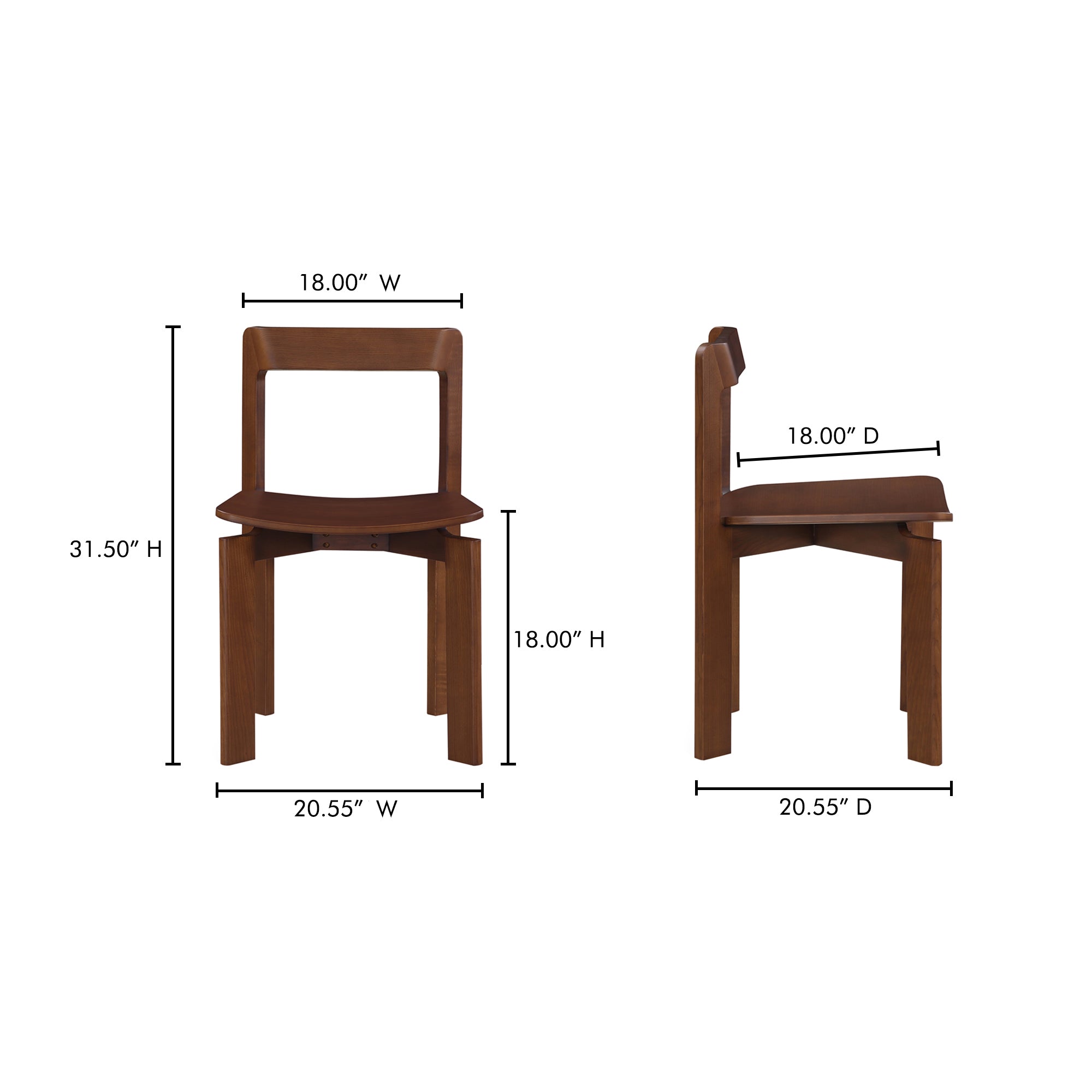 Daifuku Dining Chair Walnut Brown - Set of Two Dining Chairs Moe's    Four Hands, Mid Century Modern Furniture, Old Bones Furniture Company, Old Bones Co, Modern Mid Century, Designer Furniture, Furniture Sale, Warehouse Furniture Sale, Daifuku Dining Chair Walnut Brown - Set of Two Sale, https://www.oldbonesco.com/