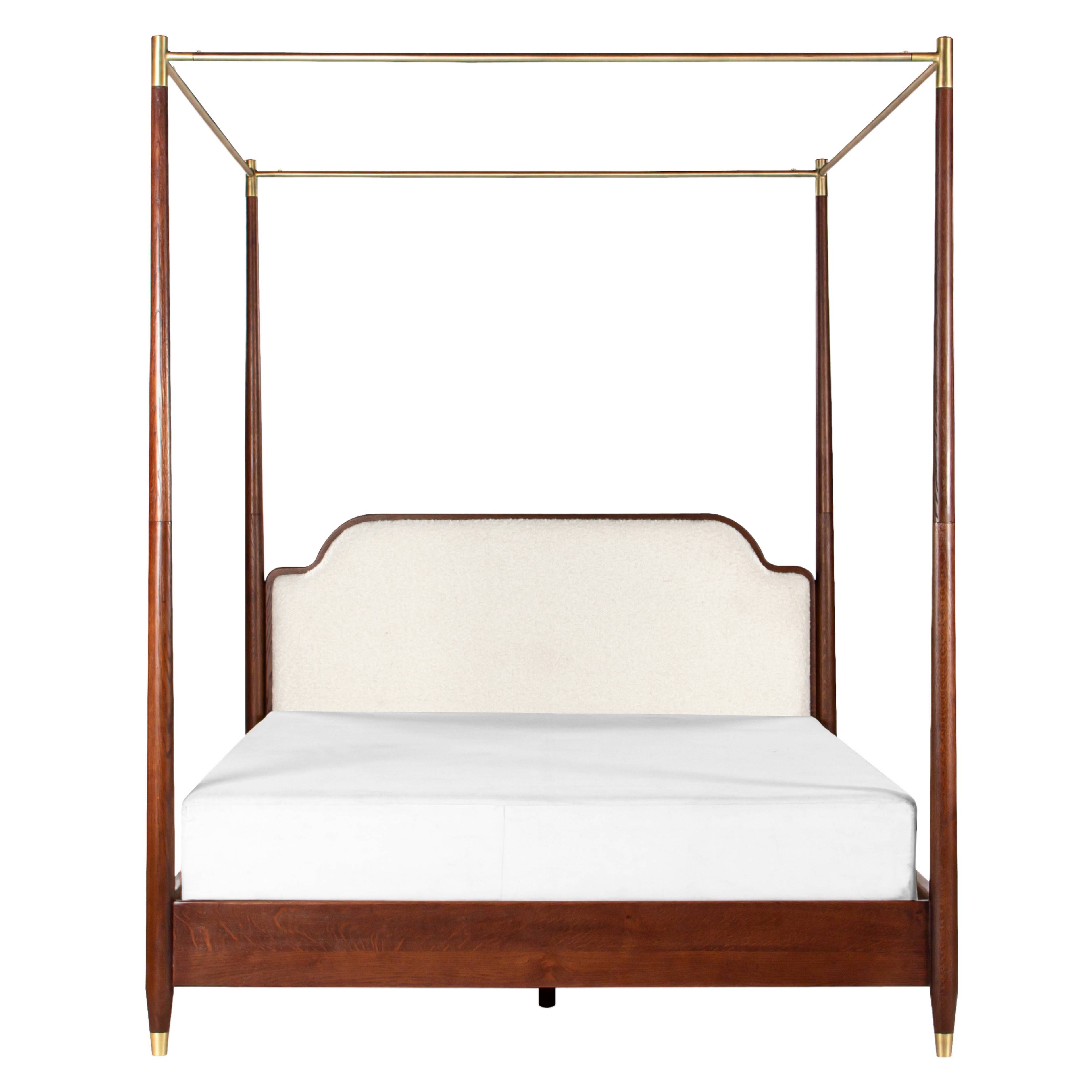Moira Upholstered Solid Oak Canopy Bed