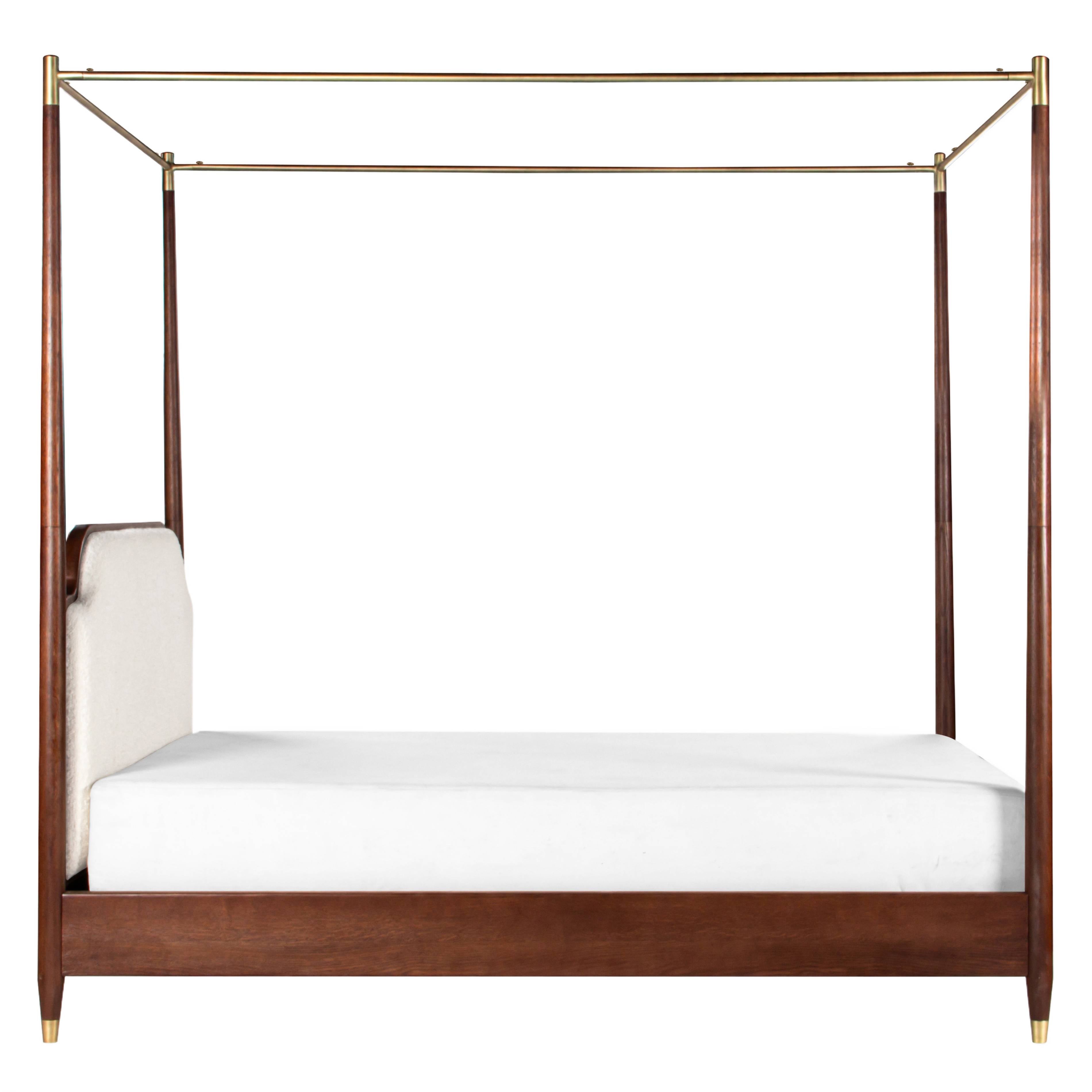Moira Upholstered Solid Oak Canopy Bed