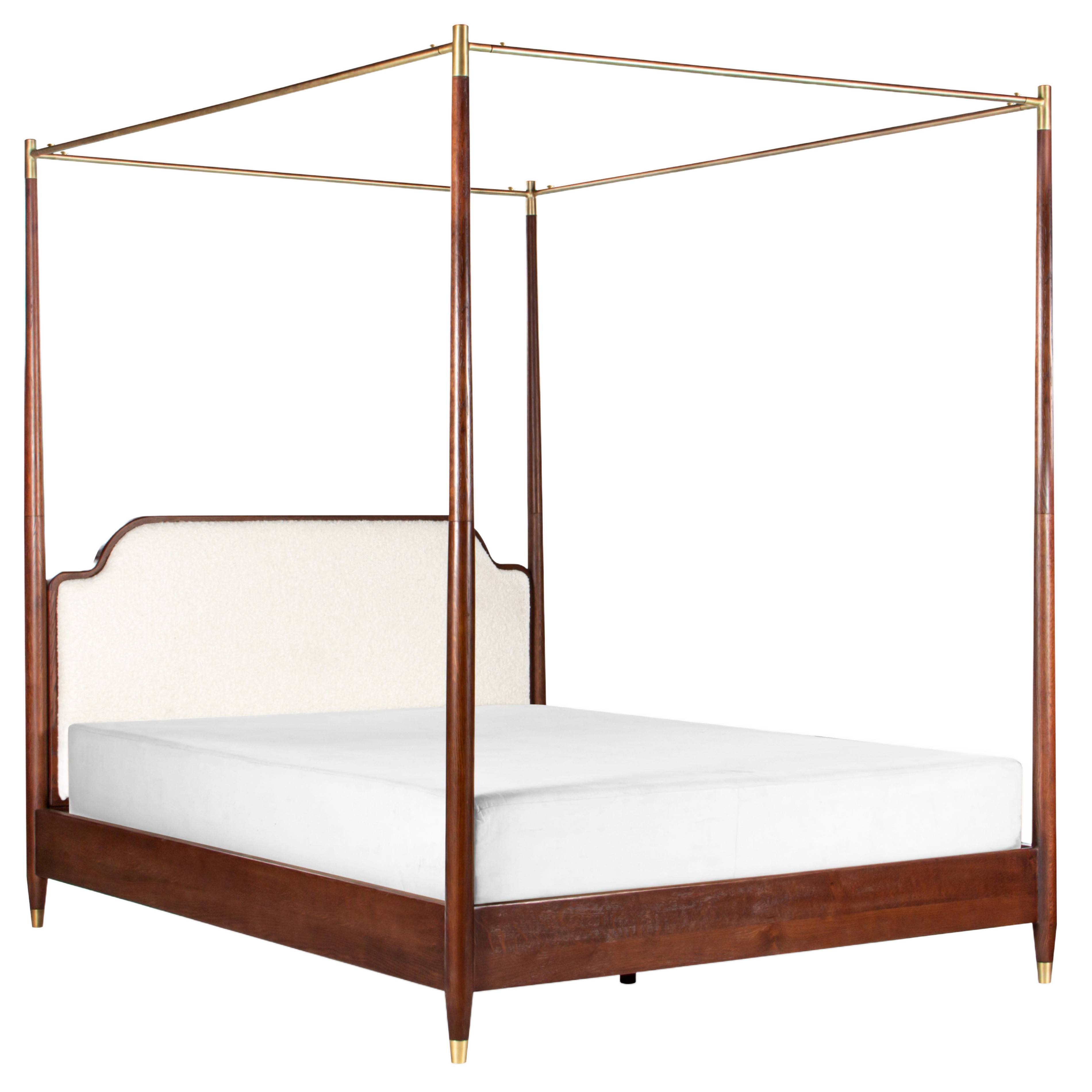Moira Upholstered Solid Oak Canopy Bed