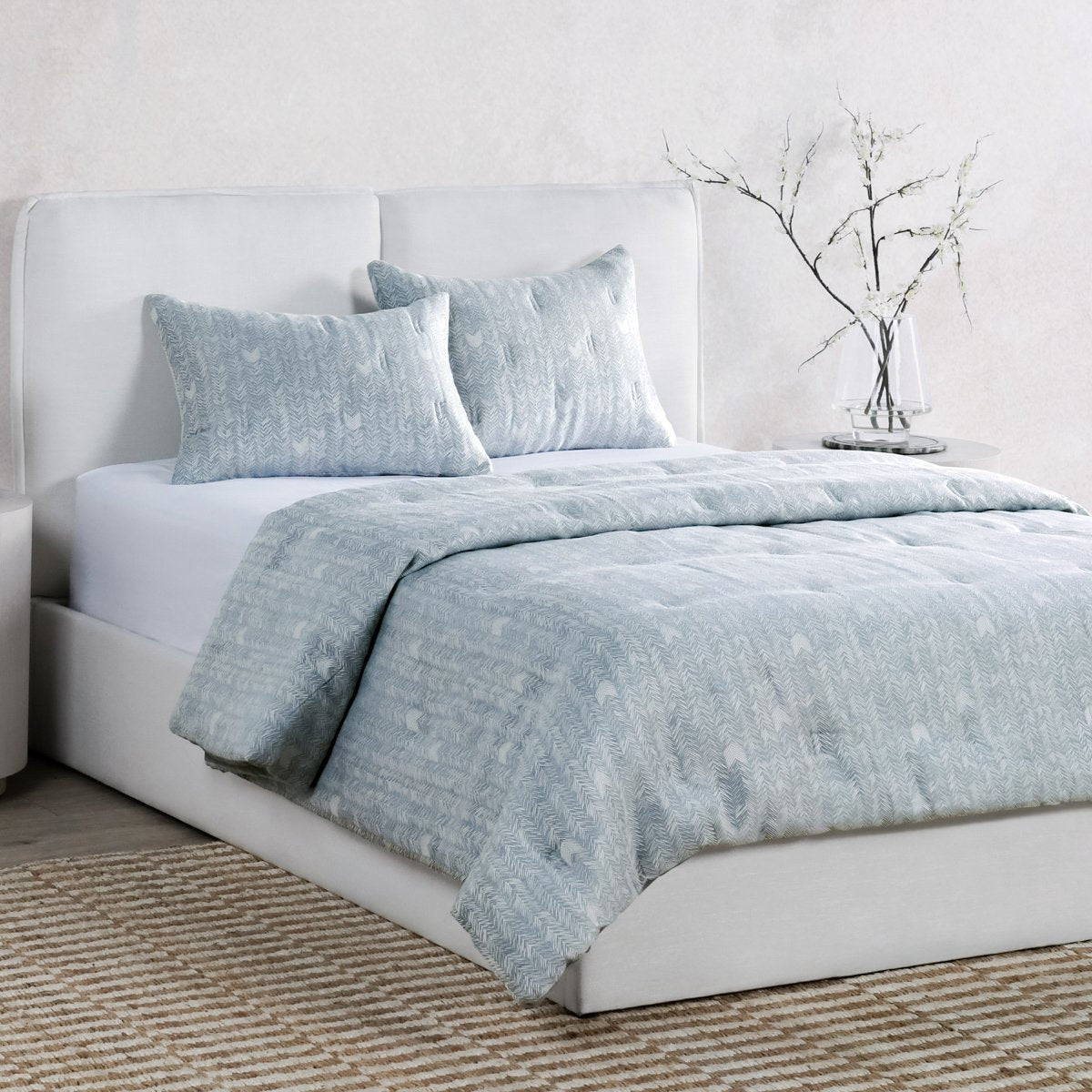 French Herringbone Storm 3pc Comforter Set
