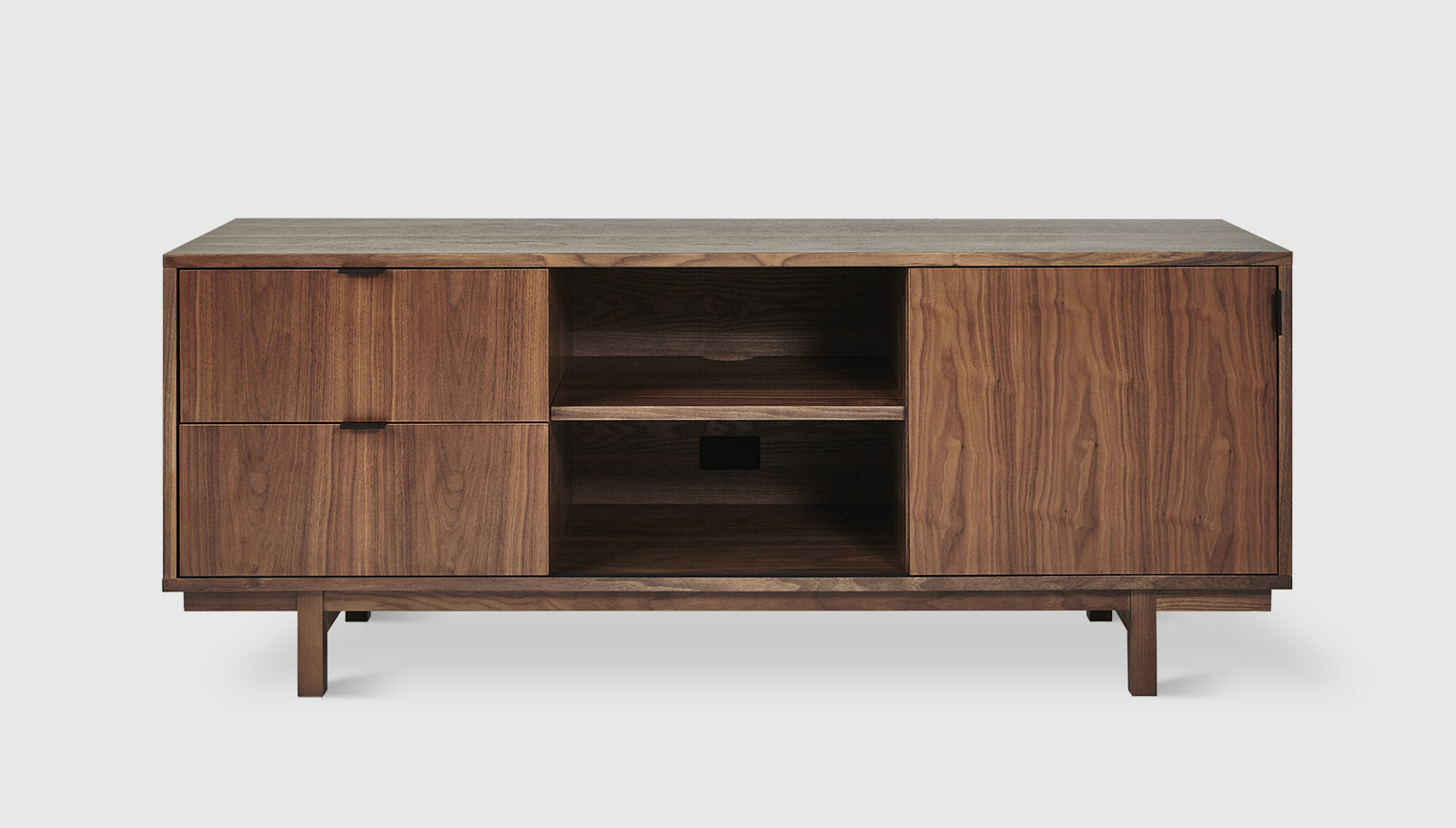Belmont Media Stand Natural WalnutMedia Unit Gus* Natural Walnut Four Hands, Mid Century Modern Furniture, Old Bones Furniture Company, Old Bones Co, Modern Mid Century, Designer Furniture, https://www.oldbonesco.com/