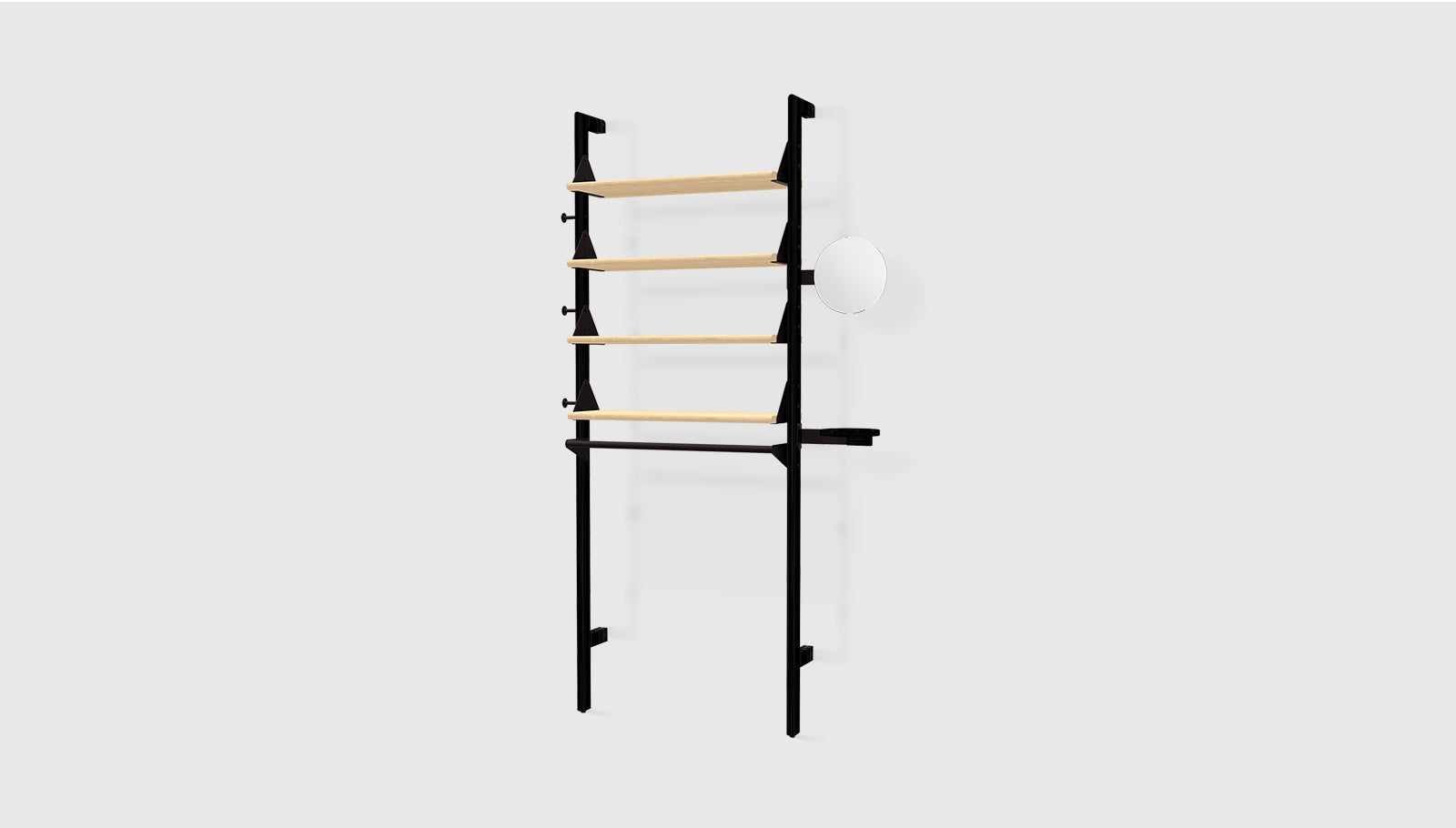 Branch-1 Display Unit Black Uprights Black Brackets Blonde ShelvesShelf Gus* Black Uprights Black Brackets Blonde Shelves Four Hands, Mid Century Modern Furniture, Old Bones Furniture Company, Old Bones Co, Modern Mid Century, Designer Furniture, https://www.oldbonesco.com/