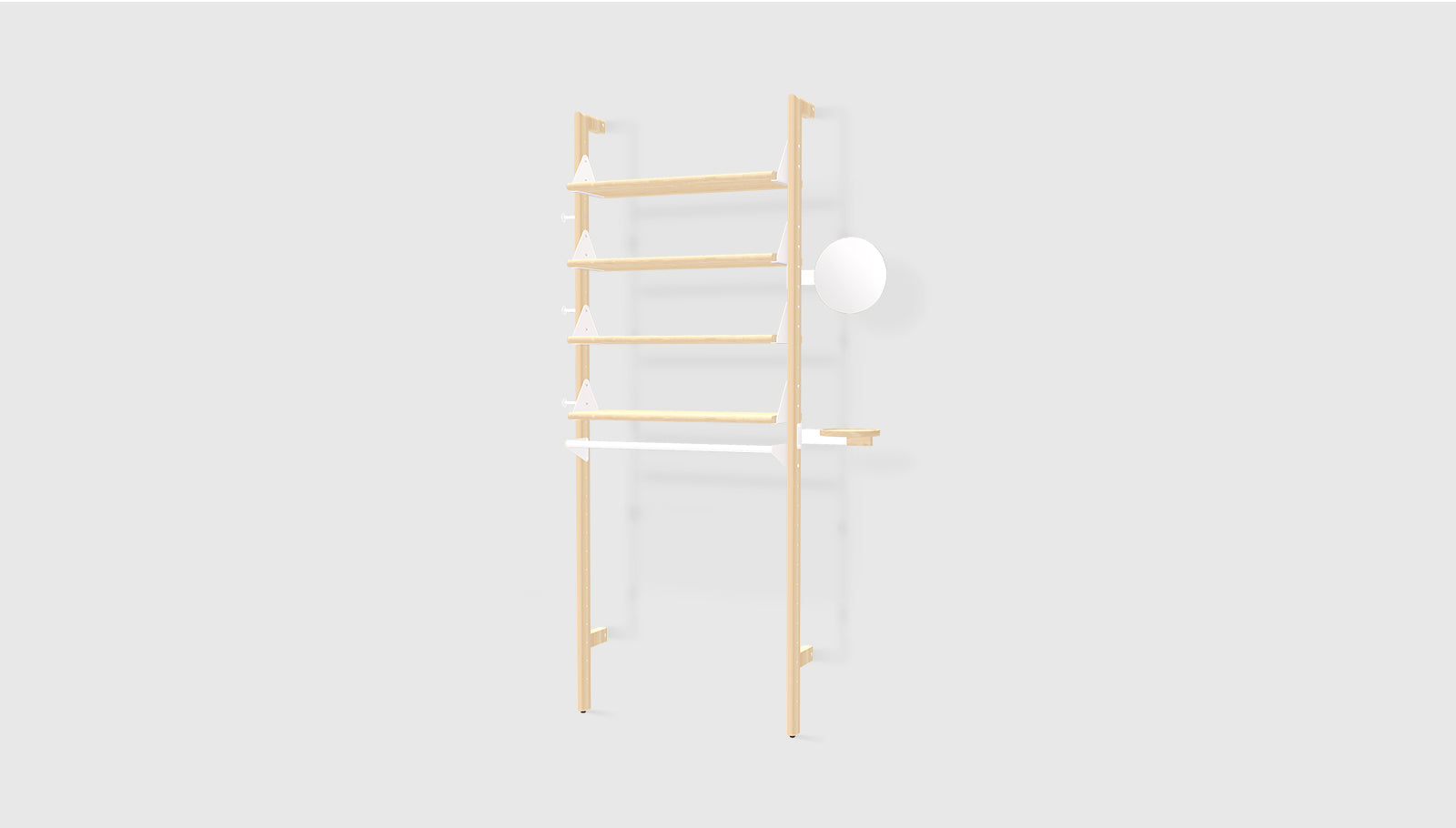 Branch-1 Display Unit Blonde Uprights White Brackets Blonde ShelvesShelf Gus* Blonde Uprights White Brackets Blonde Shelves Four Hands, Mid Century Modern Furniture, Old Bones Furniture Company, Old Bones Co, Modern Mid Century, Designer Furniture, https://www.oldbonesco.com/