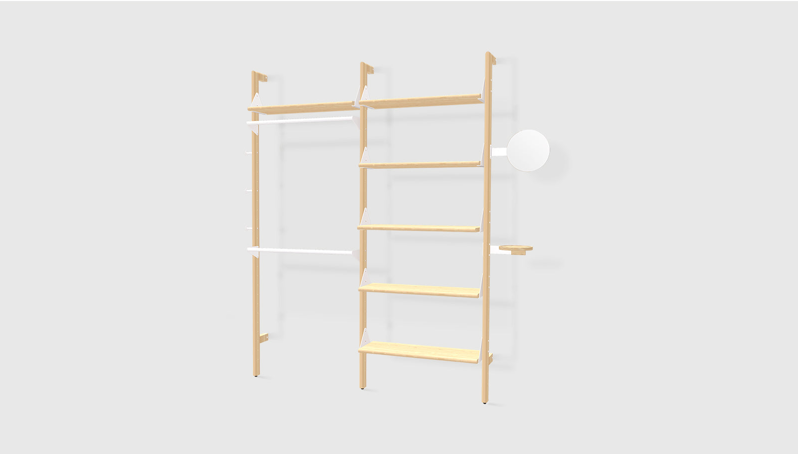 Branch-2 Display Unit Blonde Uprights White Brackets Blonde ShelvesShelf Gus* Blonde Uprights White Brackets Blonde Shelves Four Hands, Mid Century Modern Furniture, Old Bones Furniture Company, Old Bones Co, Modern Mid Century, Designer Furniture, https://www.oldbonesco.com/