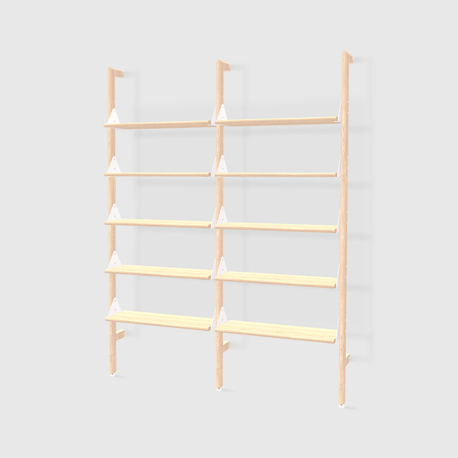 Branch-2 Shelving Unit by Gus* — blonde uprights, white brackets and blonde shelves.