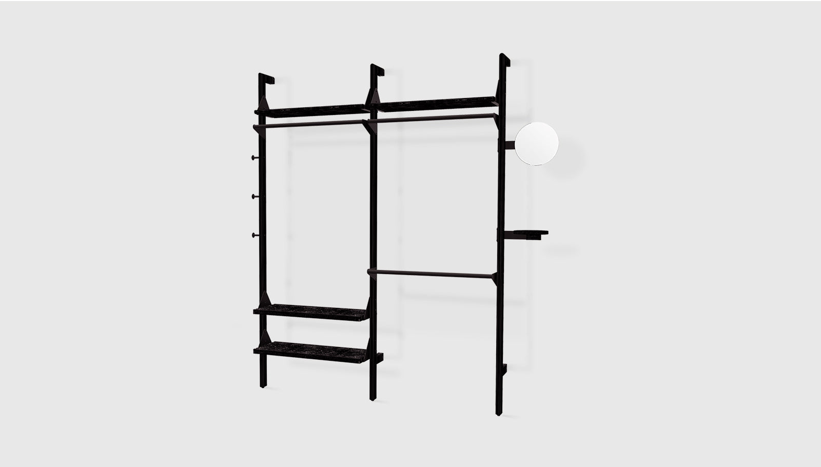 Branch-2 Wardrobe Unit Black Uprights Black Brackets Black ShelvesSHELVING Gus* Black Uprights Black Brackets Black Shelves Four Hands, Mid Century Modern Furniture, Old Bones Furniture Company, Old Bones Co, Modern Mid Century, Designer Furniture, https://www.oldbonesco.com/