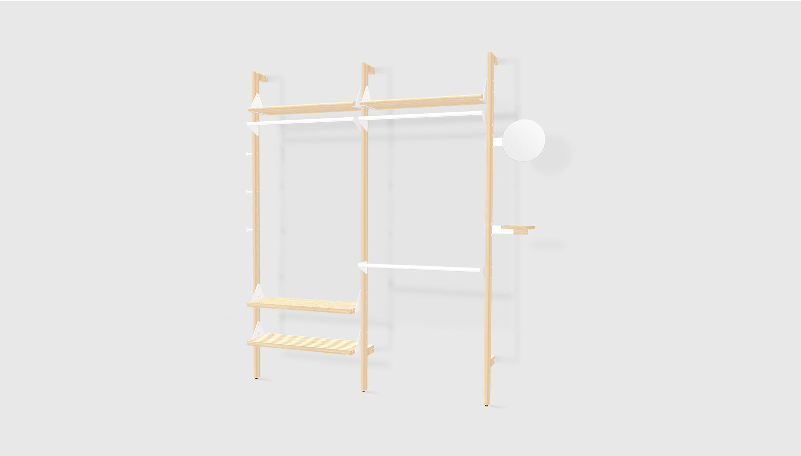 Branch-2 Wardrobe Unit Blonde Uprights White Brackets Blonde ShelvesSHELVING Gus* Blonde Uprights White Brackets Blonde Shelves Four Hands, Mid Century Modern Furniture, Old Bones Furniture Company, Old Bones Co, Modern Mid Century, Designer Furniture, https://www.oldbonesco.com/