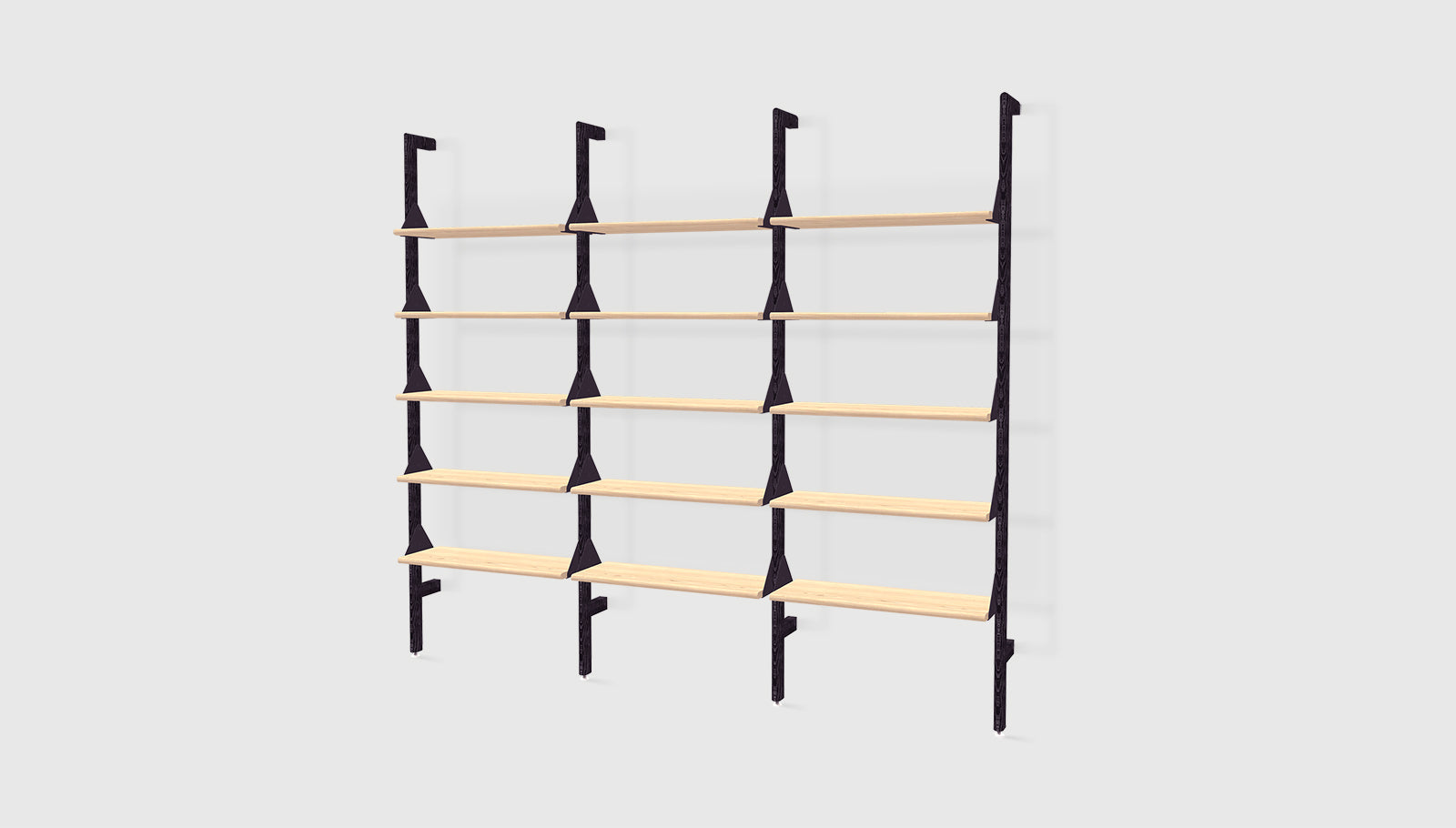 Branch-3 Shelving Unit Black Uprights Black Brackets Blonde ShelvesSHELVING Gus* Black Uprights Black Brackets Blonde Shelves Four Hands, Mid Century Modern Furniture, Old Bones Furniture Company, Old Bones Co, Modern Mid Century, Designer Furniture, https://www.oldbonesco.com/