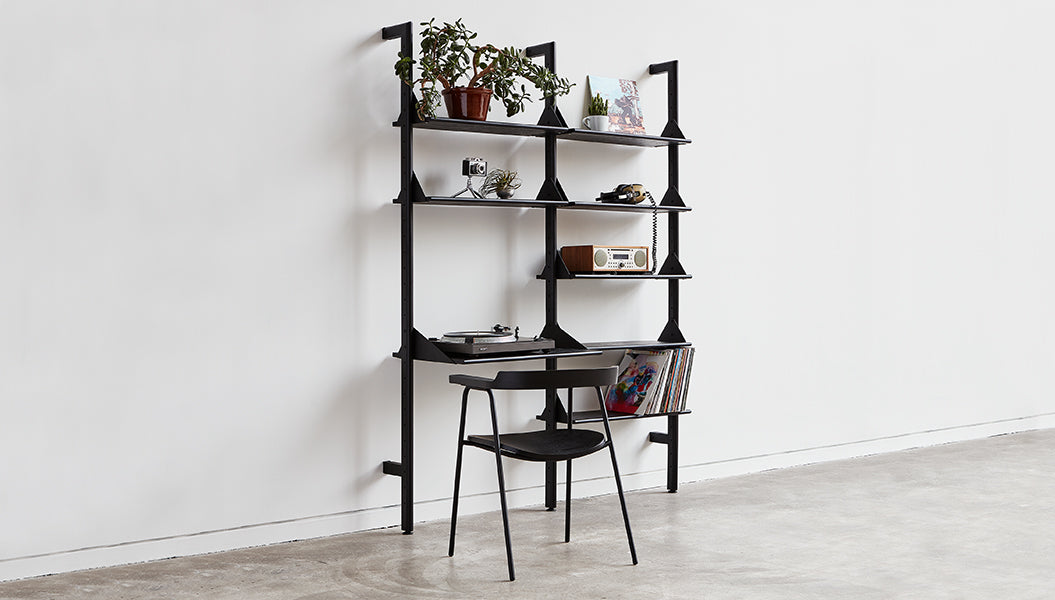 Branch-2 Shelving Unit with Desk SHELVING Gus* Four Hands, Mid Century Modern Furniture, Old Bones Furniture Company, Old Bones Co, Modern Mid Century, Designer Furniture, https://www.oldbonesco.com/