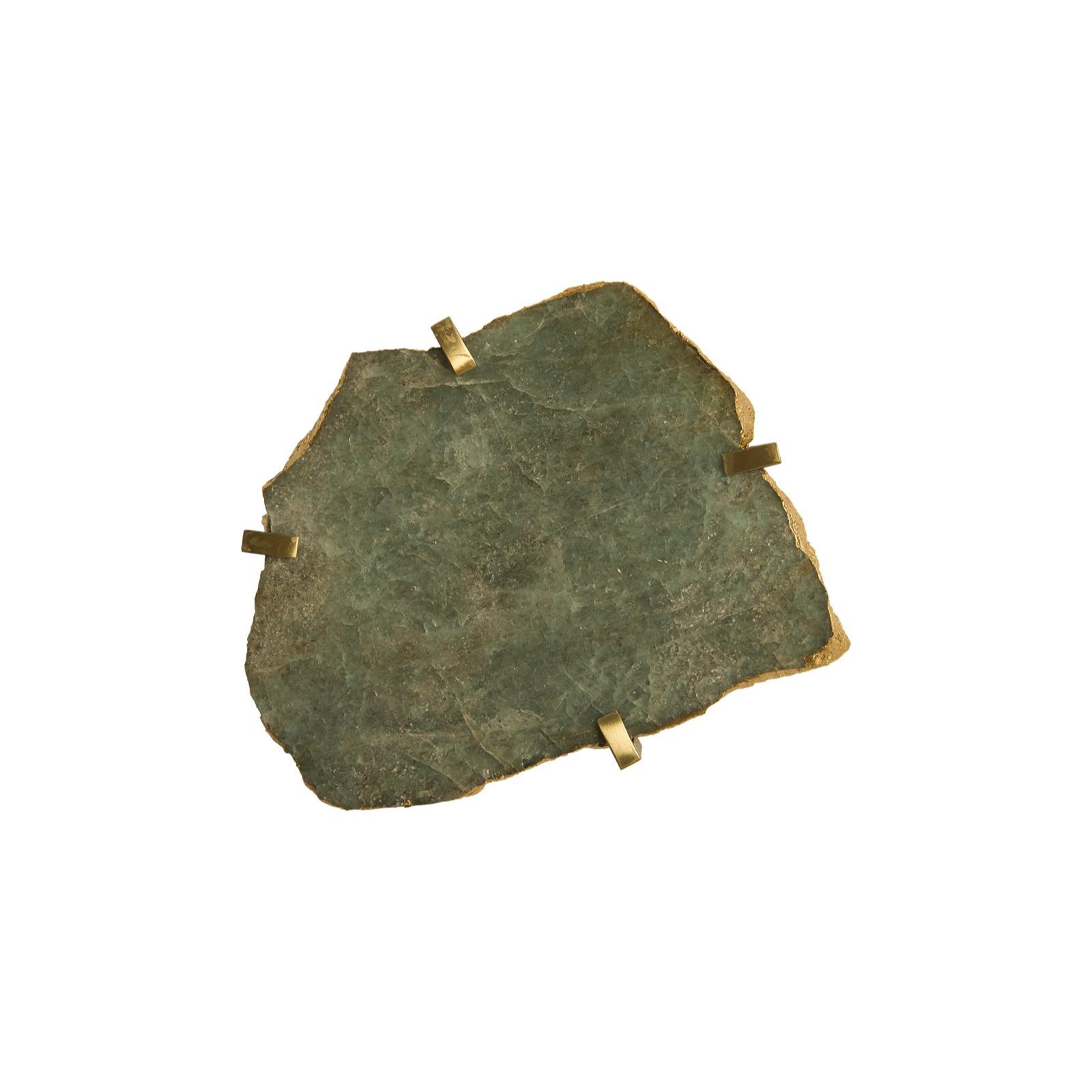 Gem Wall Tile in Brass Setting - Green Emerald