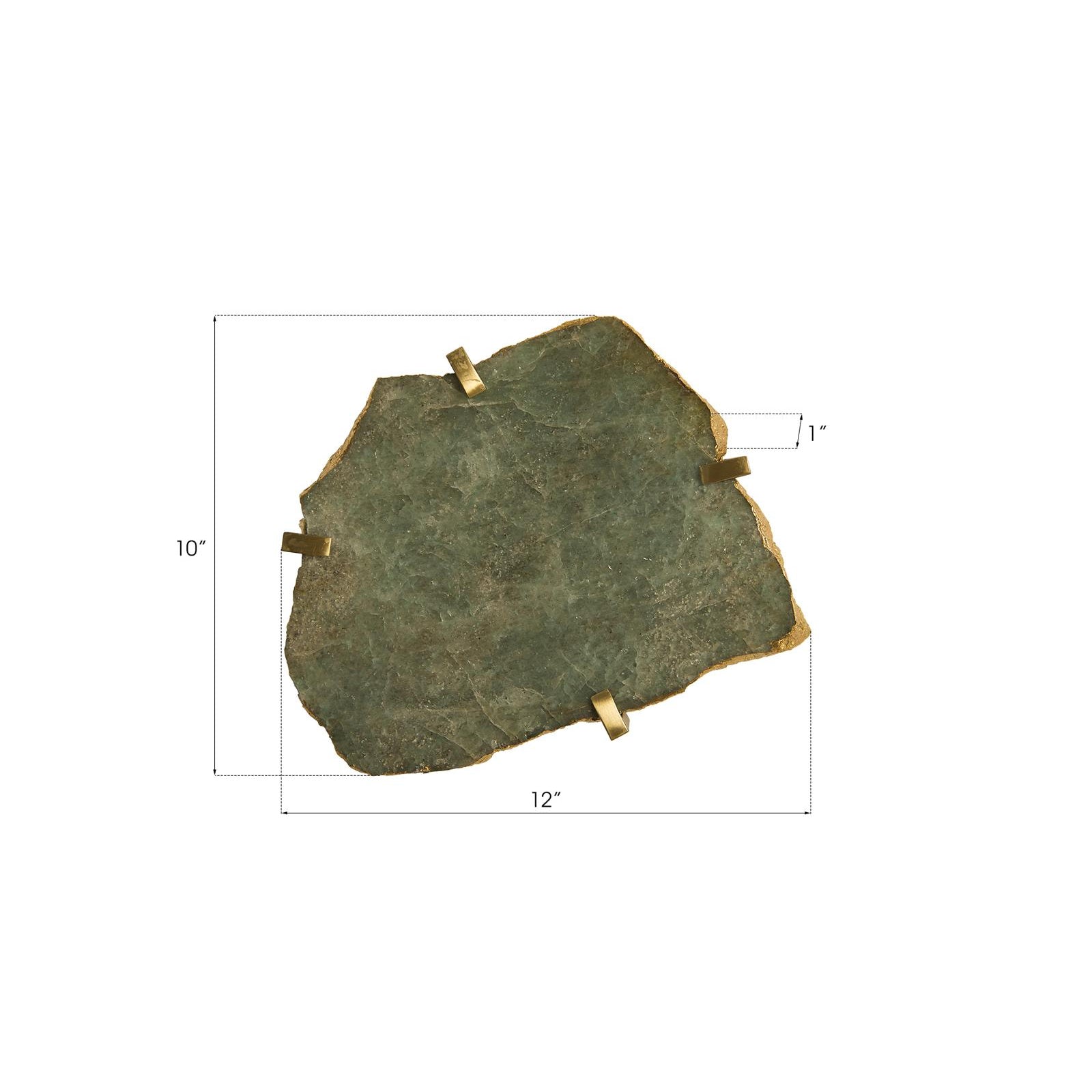 Gem Wall Tile in Brass Setting - Green Emerald
