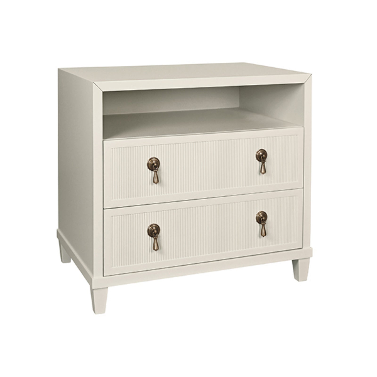 Corine Two Drawer Open Shelf Side Table