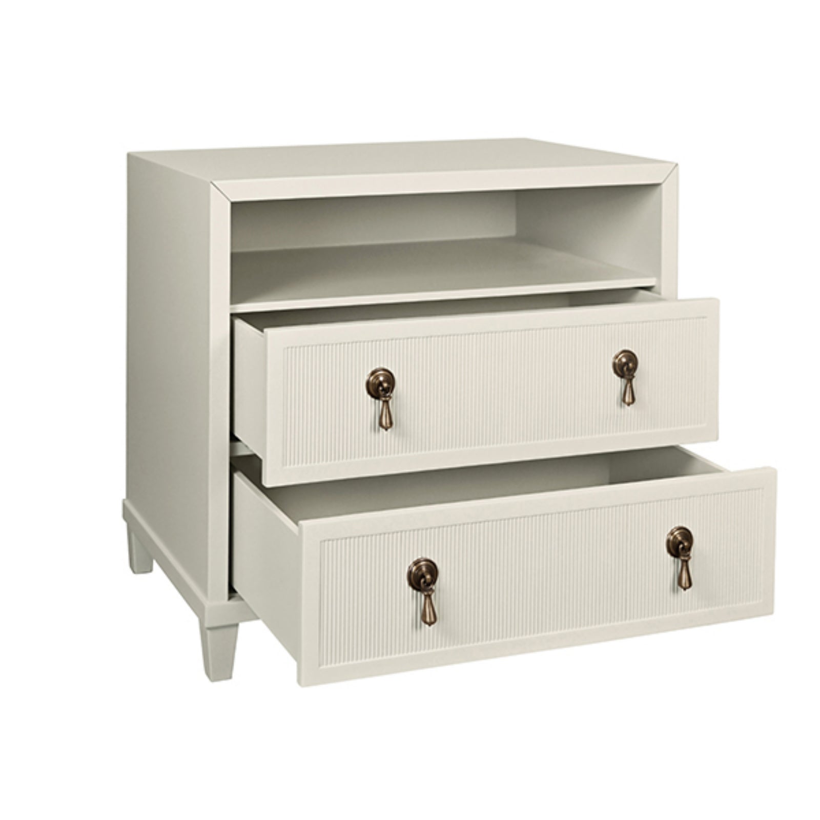 Corine Two Drawer Open Shelf Side Table