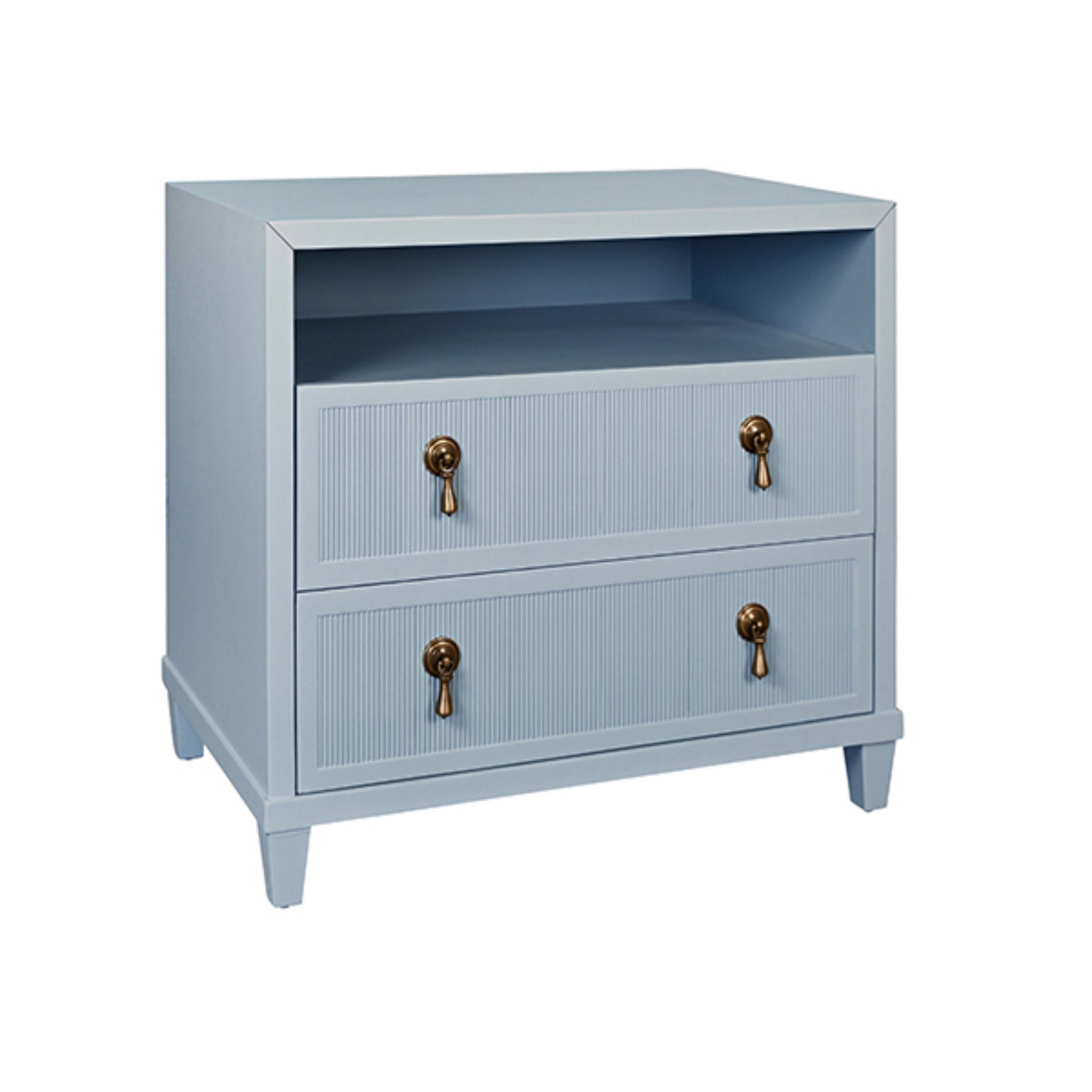Corine Two Drawer Open Shelf Side Table