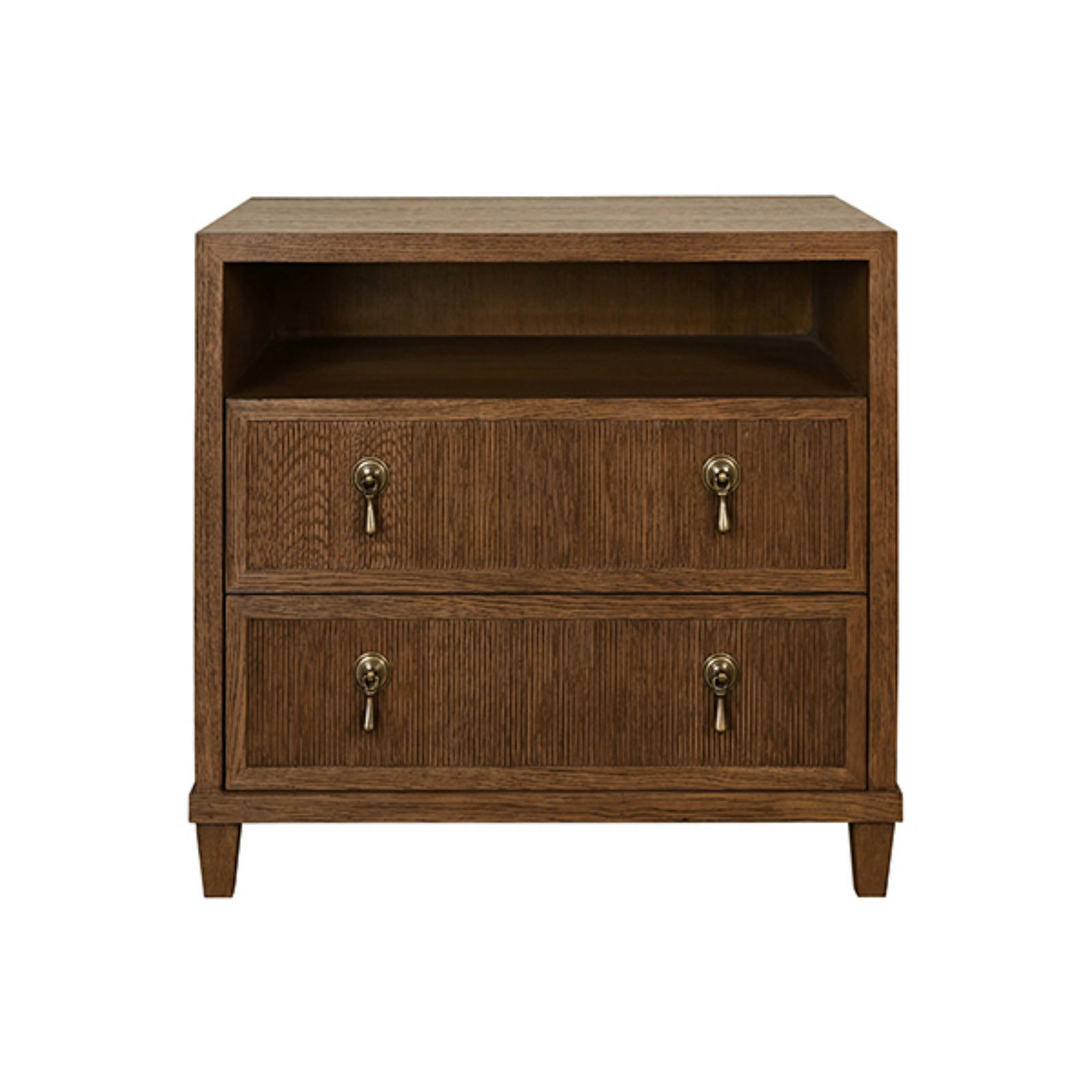 Corine Two Drawer Open Shelf Side Table